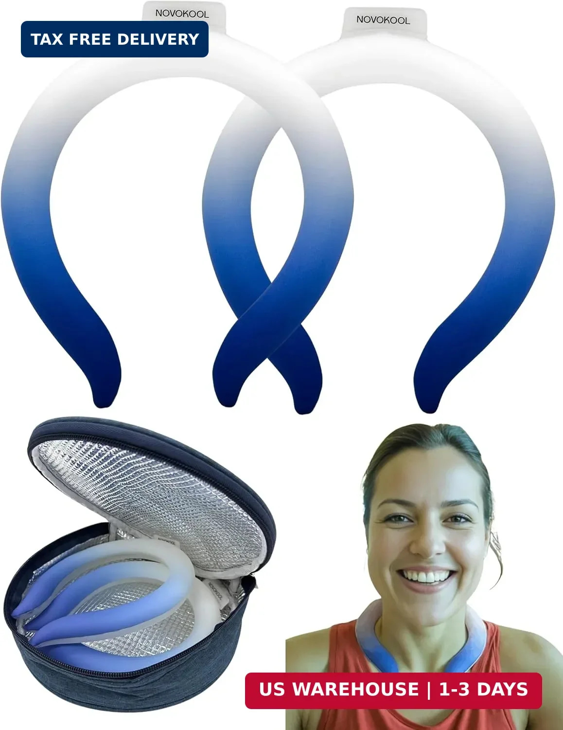 2 Pack Neck Cooling Tube with Insulated Bag - Reusable Ice Ring Neck Cooler Indo