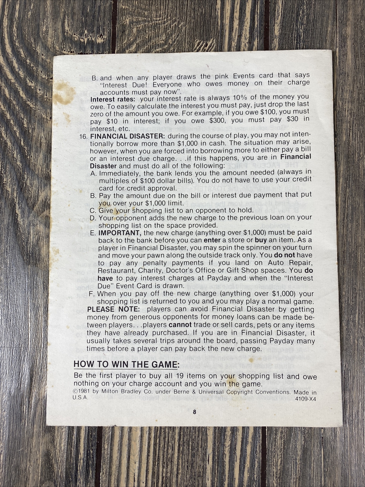 Vintage 1981 Bargain Hunter Replacement Piece Part Instructions