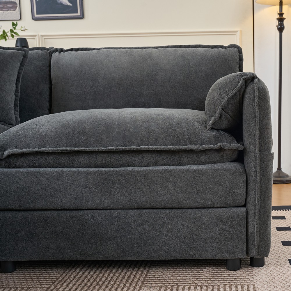 Oversized 41.73" Chenille Armchair Modern Modular Reading Chair w/1 Toss Pillow