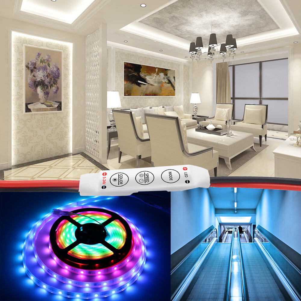 5PCS 3Keys Single Color Mini Dimmer Remote Controller for 2Pink LED Strip Light