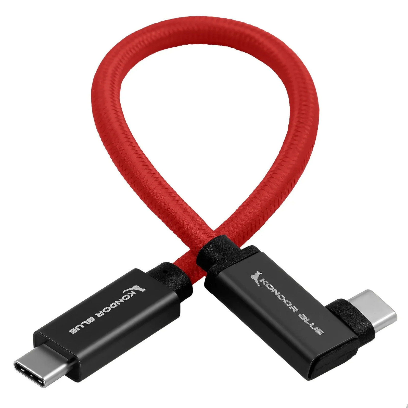 Kondor Blue USB C to C High-Speed Cable for Samsung T5/T7 SSD, Right Angle, Red