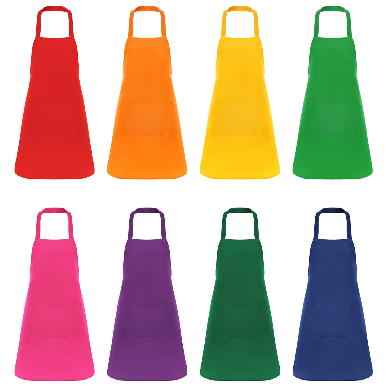 8 Pcs Bib Apron for Unisex Colorful Kitchen One Size, Multicolor 2