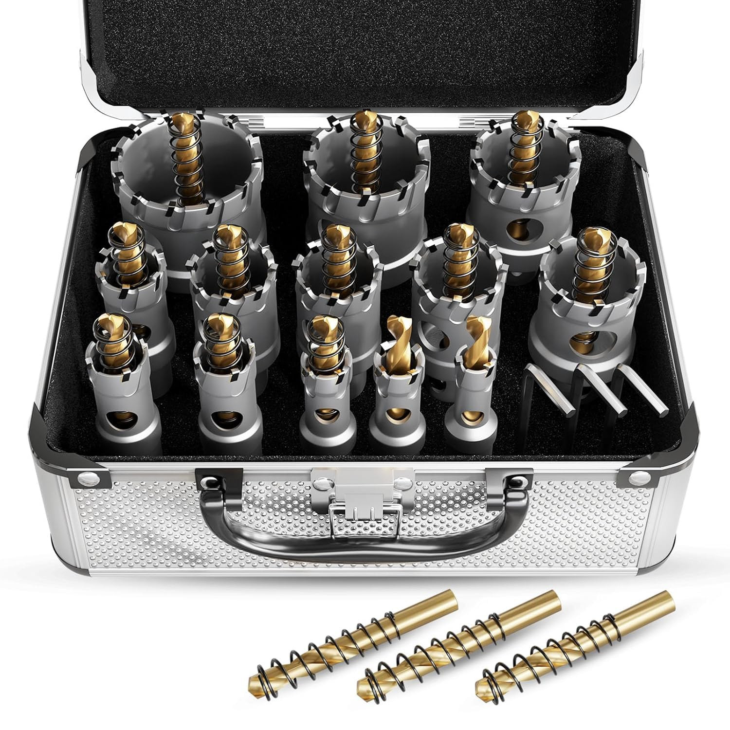 Kit de 19 brocas de corona de carburo de 1/2" a 2-1/8" para metal