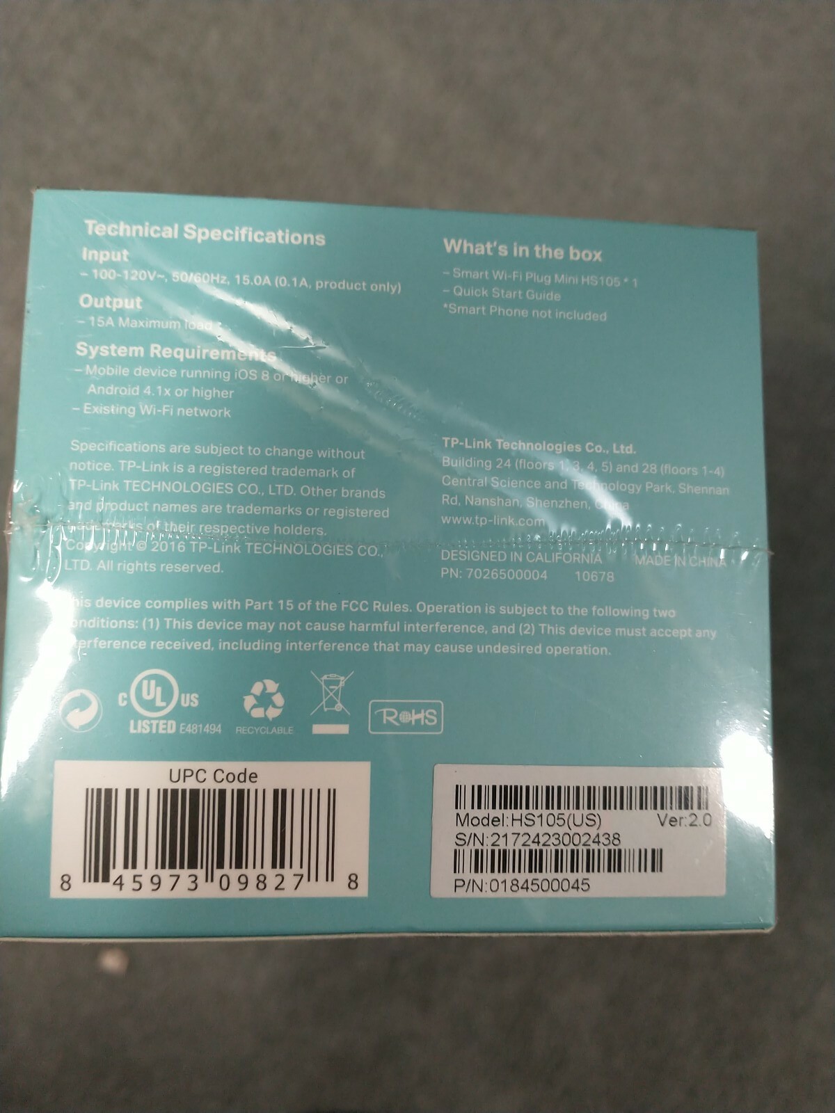 TP-Link Kasa App Smart WiFi Plug Mini HS105 Alexa NWT