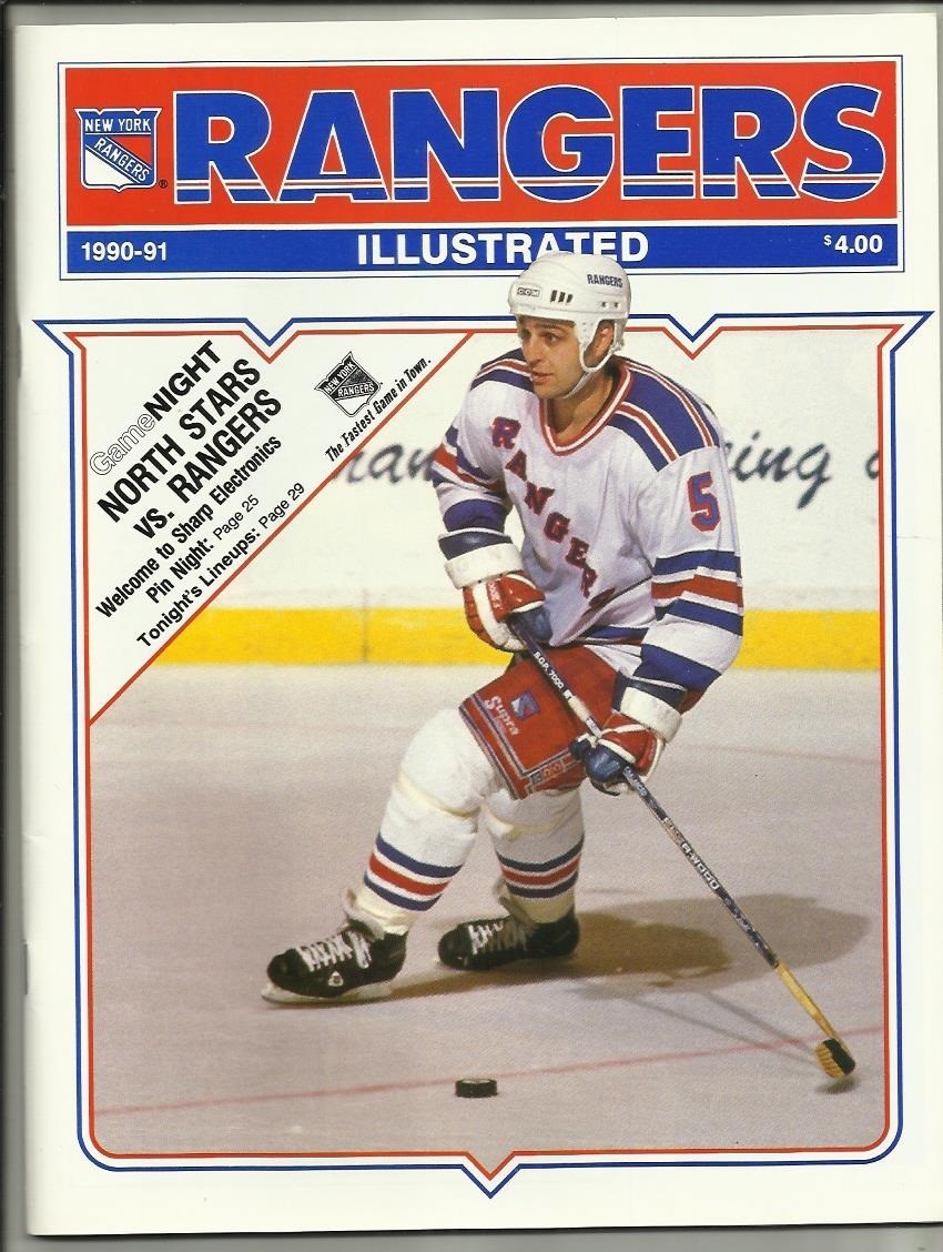 October 8, 1990 Rangers vs No. Stars Hockey Program w/stubs---Rochefort