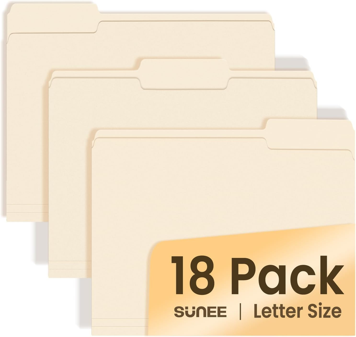 File Folders, 18 Pack Manilla Folders 8.5 X 11, 1/3 Cut Tab for Easy Labeling an