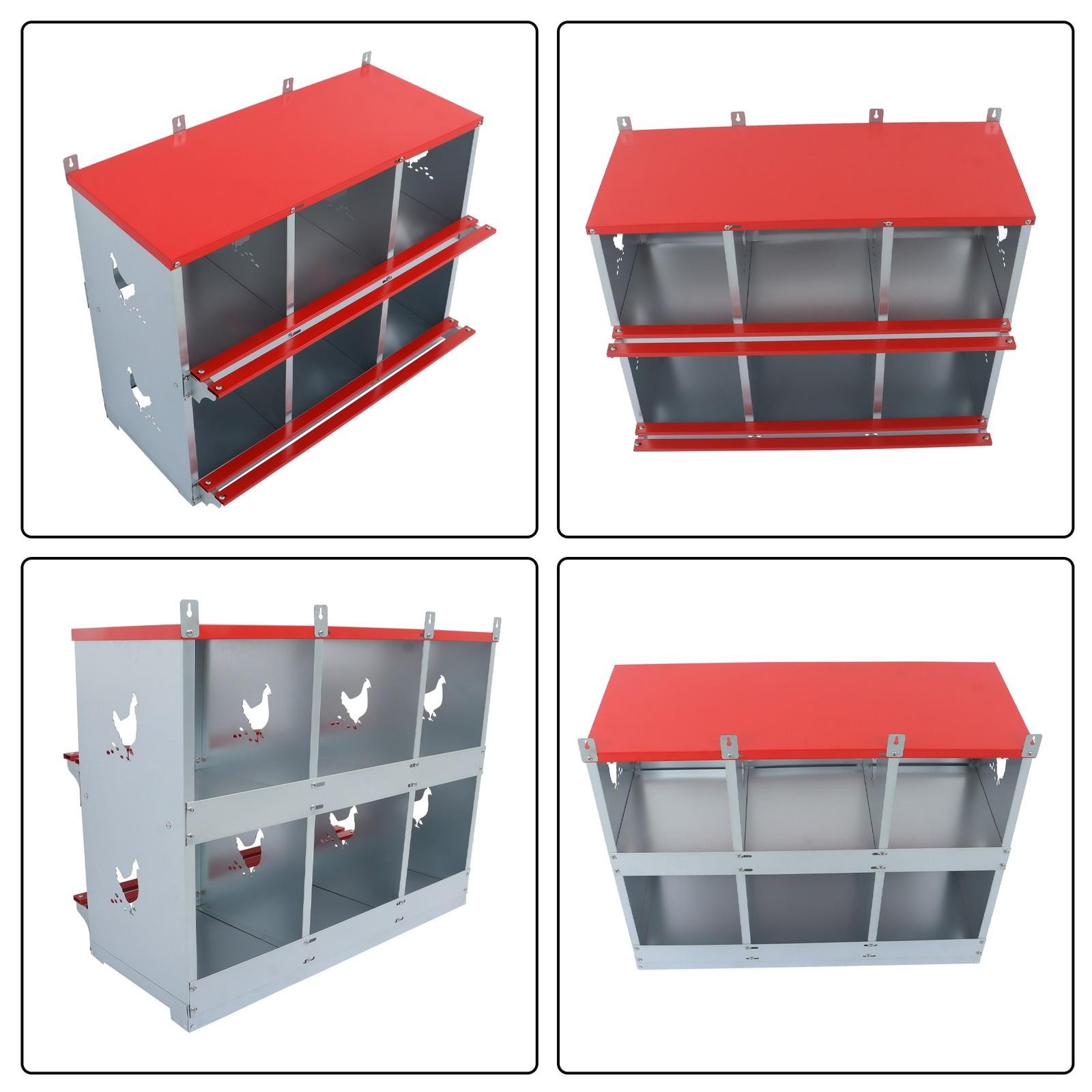 6 Compartment Heavy Nesting Box Chicken Nesting Box 6 Room Metal Nesting Red