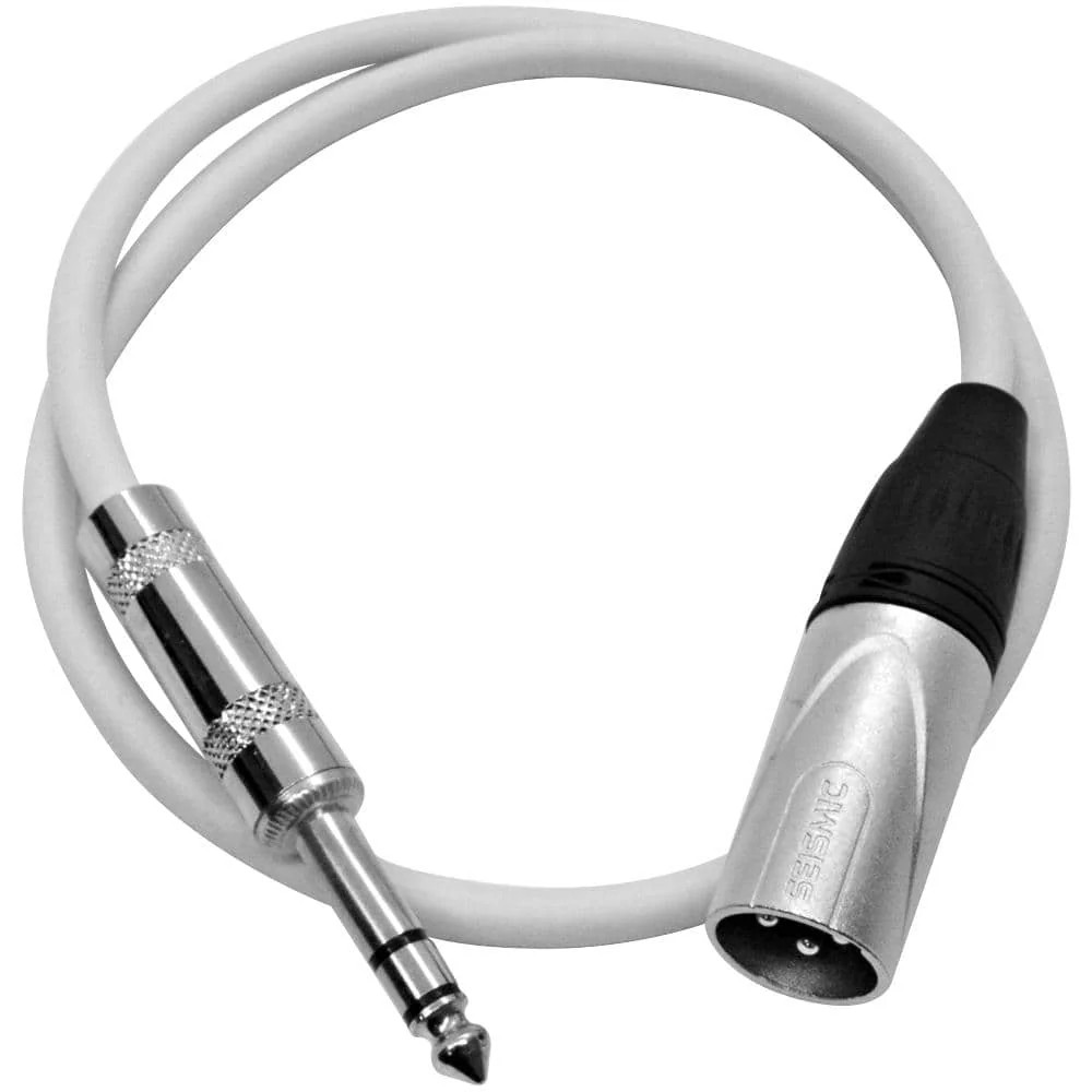 White 2' XLR Male to TRS Patch Cable