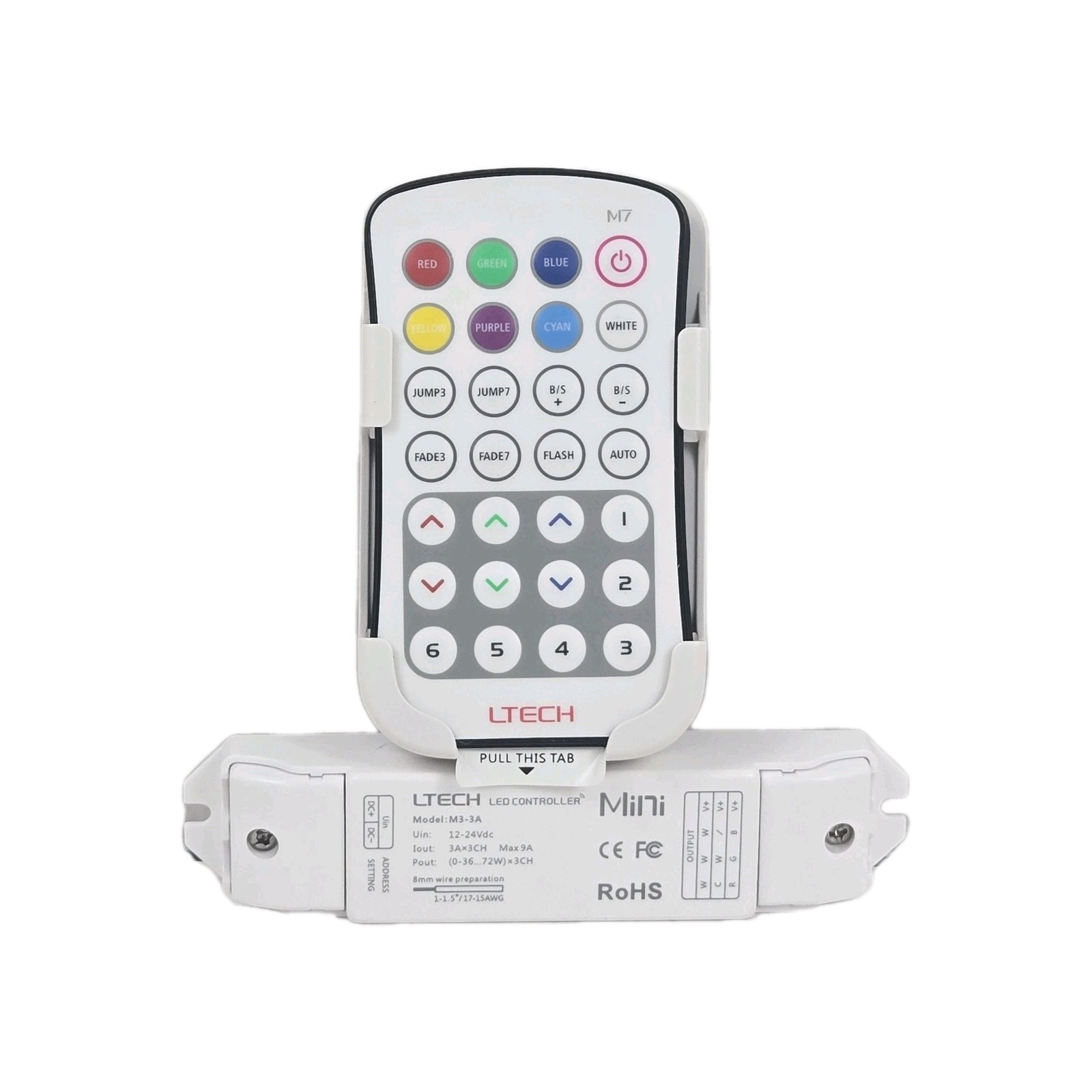 LTech M3-3A Mini Controller with RF Remote and Wall Mount - RGB NEW without box