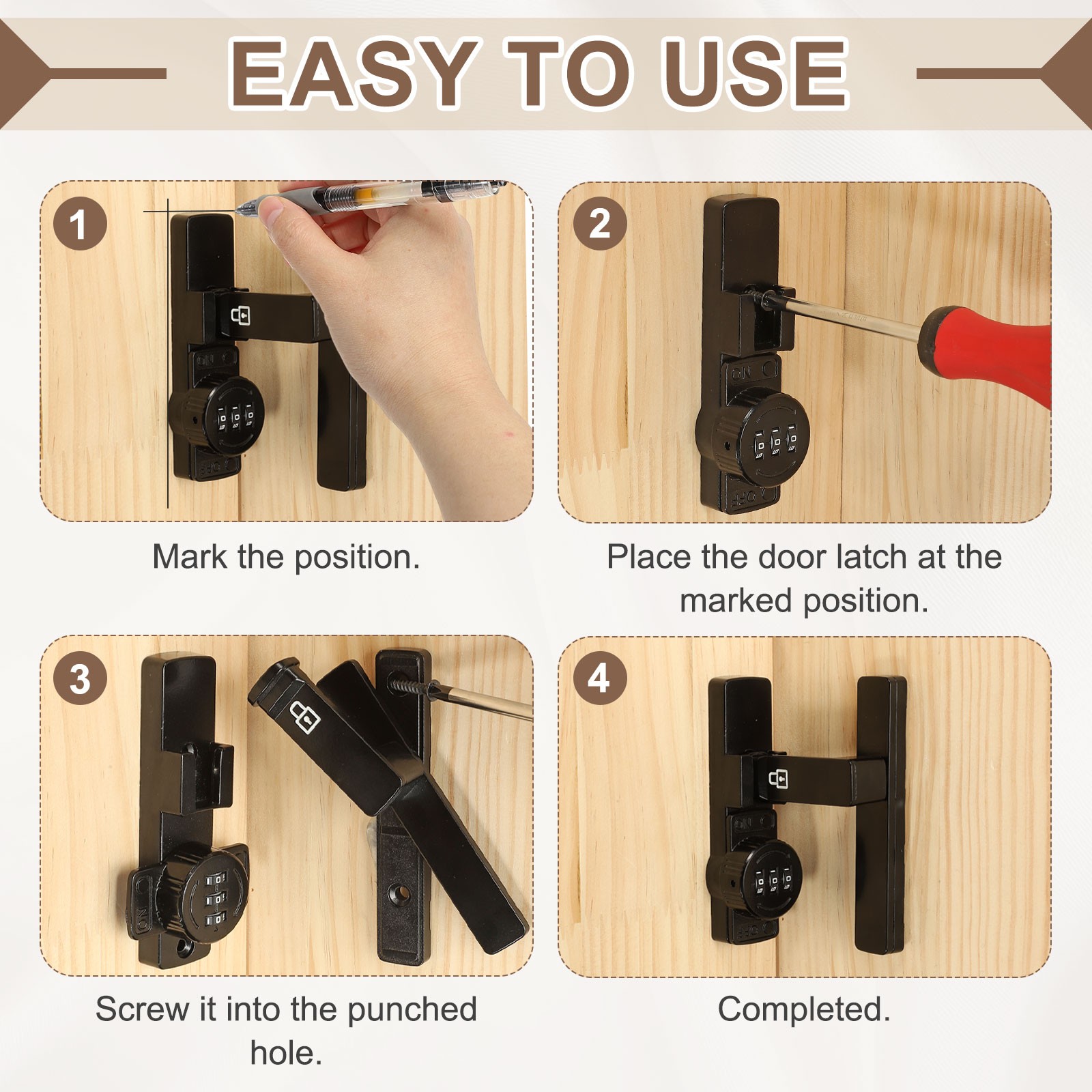 90 Degree Slide Lock with 3 Digit Code for Flip, White