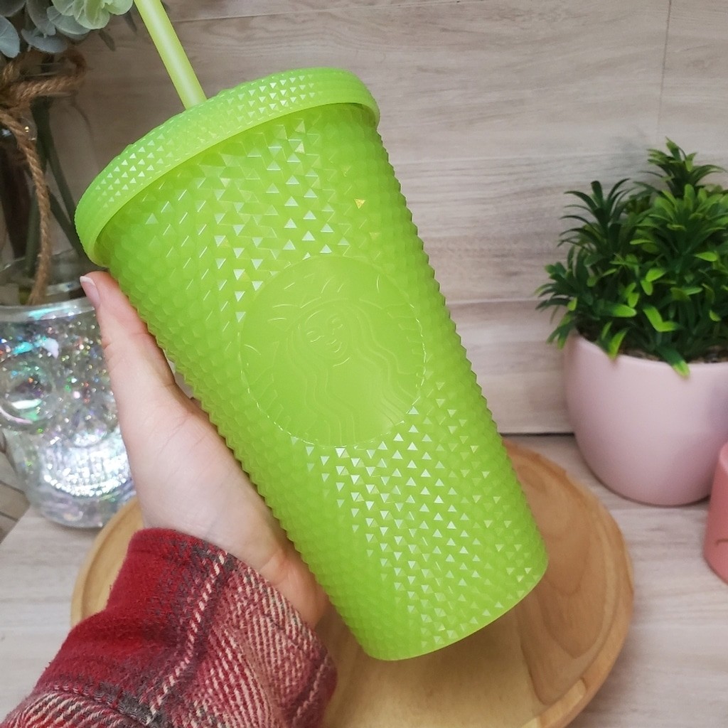 Starbucks Lemongrass Lime Green Studded 16 oz Glow in the Dark Cup Halloween