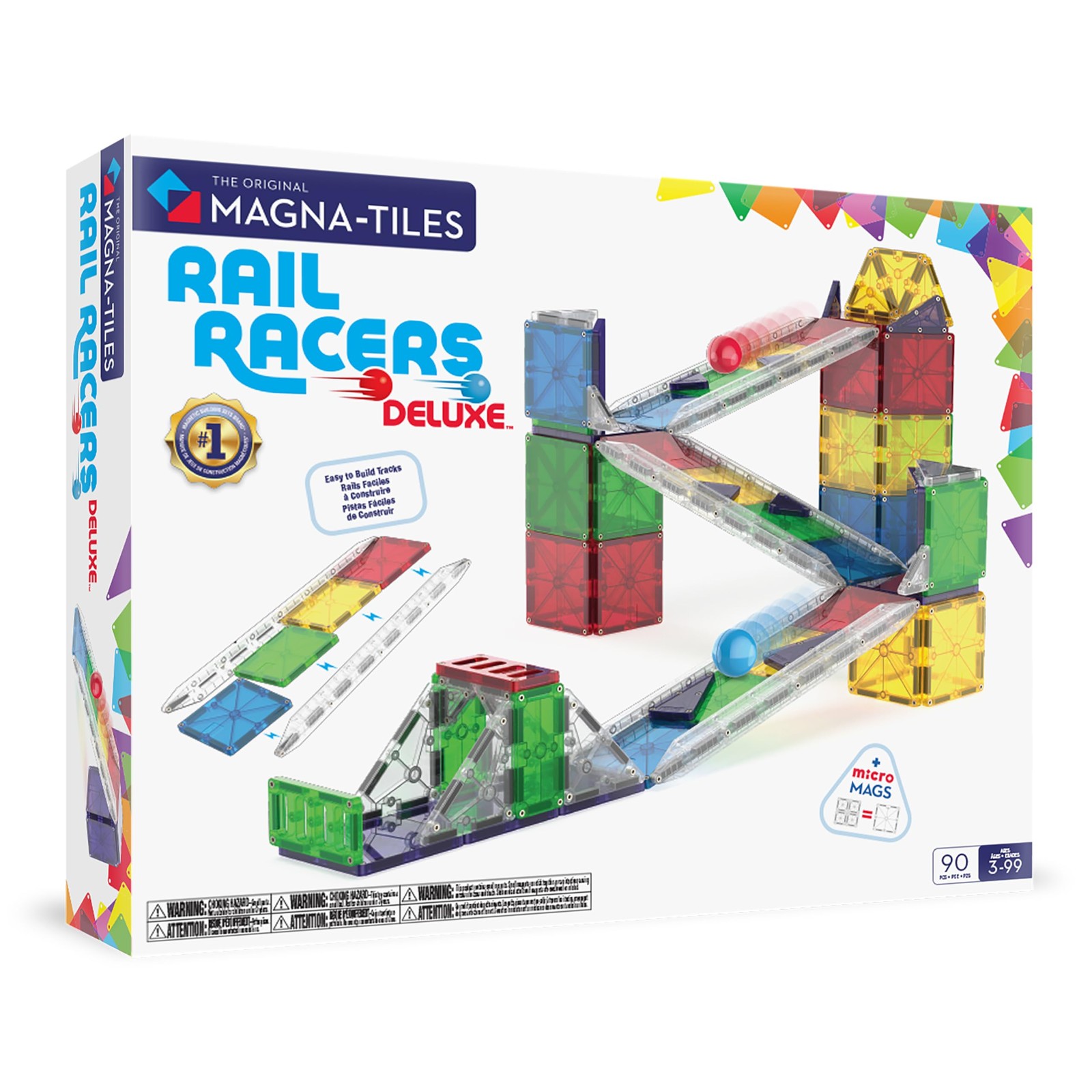 Magna-Tiles Rail Racers Deluxe 90-Pc Magnetic Construction Set The Original