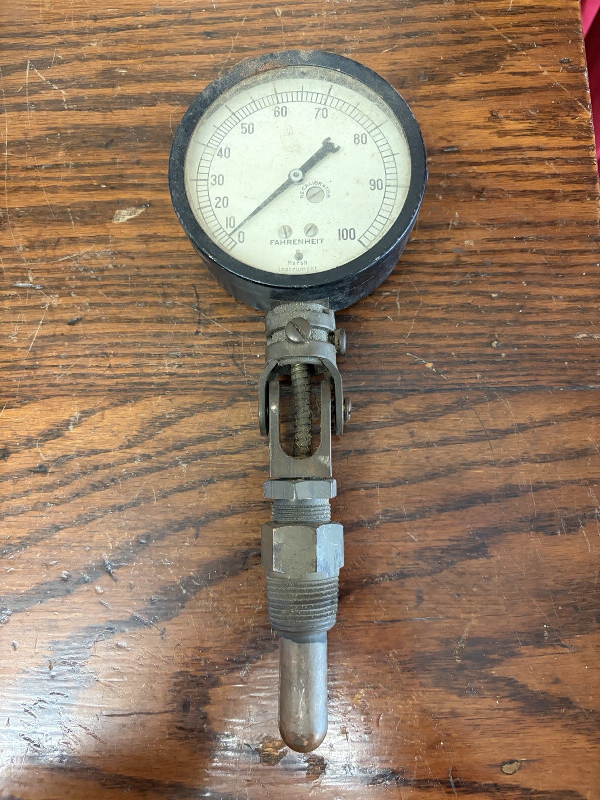 Vintage Marsh Instrument Company Temperature Gauge Assembly