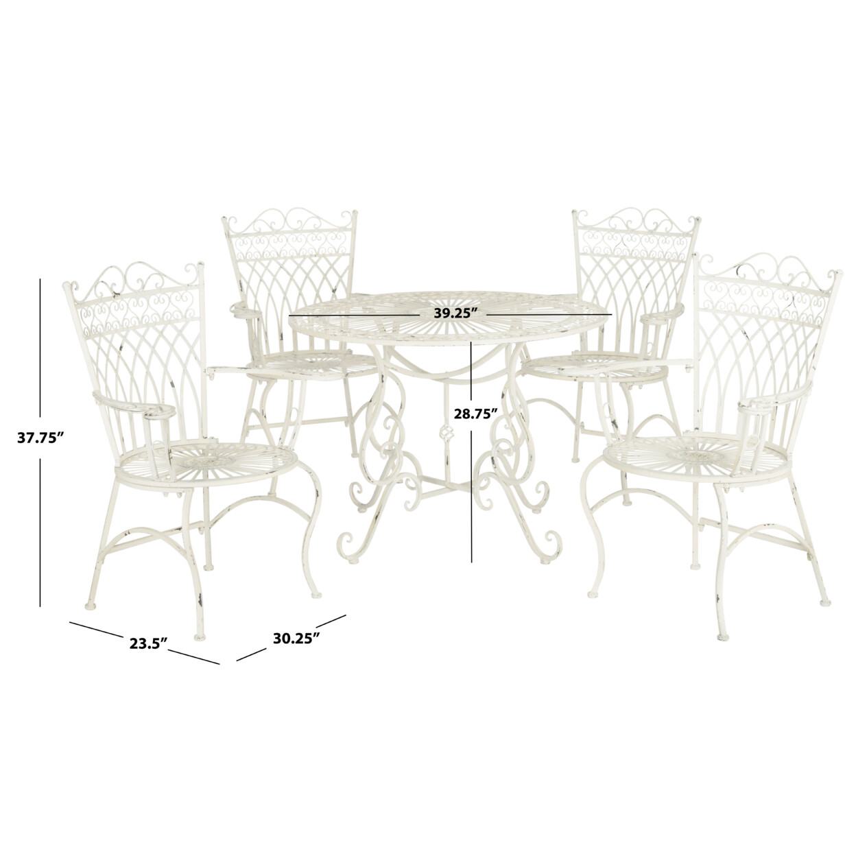SAFAVIEH Outdoor Collection Thessaly 5-Piece Set | Antique White |