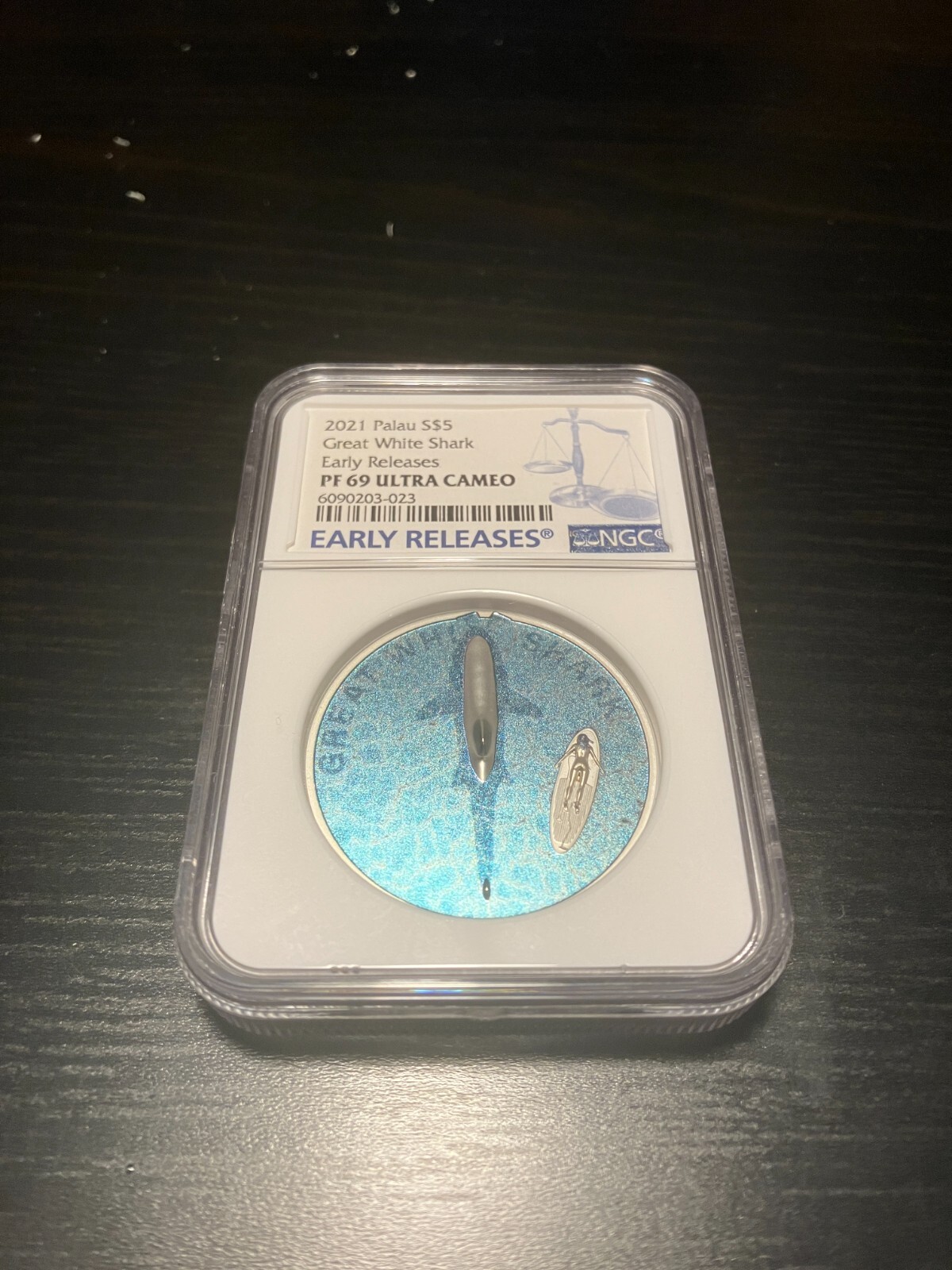 Palau 🇵🇼 2021 Silver 5 Dollars Great White Shark 1 Oz NGC PF 69 Ultra Cameo