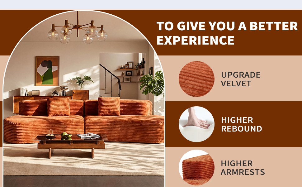 108.6-inch curved combination sofa with a modern cloud pattern design, made with