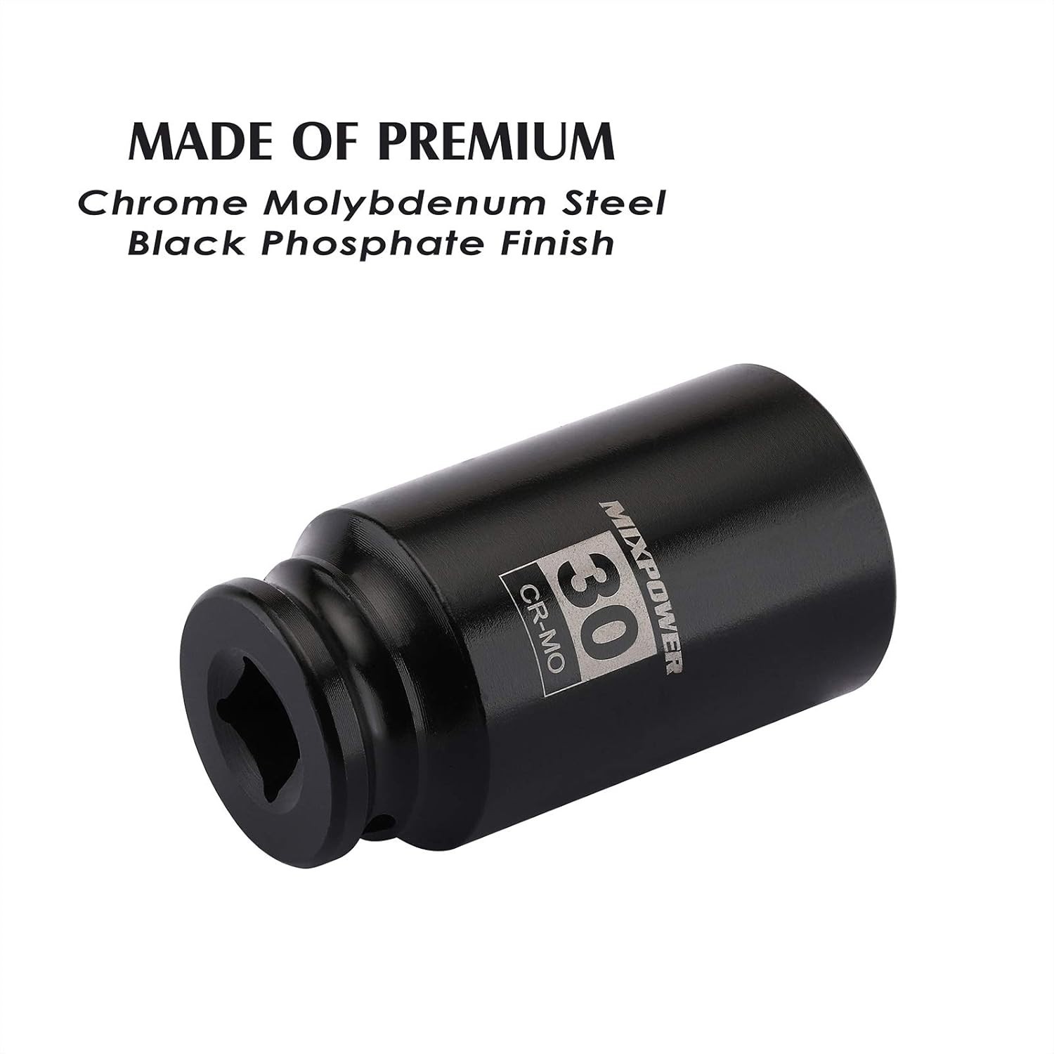 Professional-Grade 1/2" 30mm Impact Deep Socket - Laser Etched, 6-Point Design