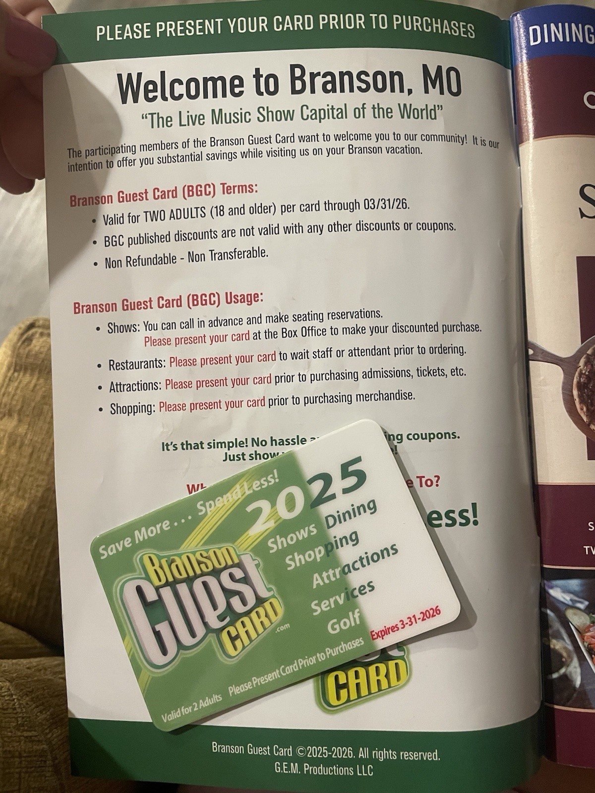 Branson Guest Card