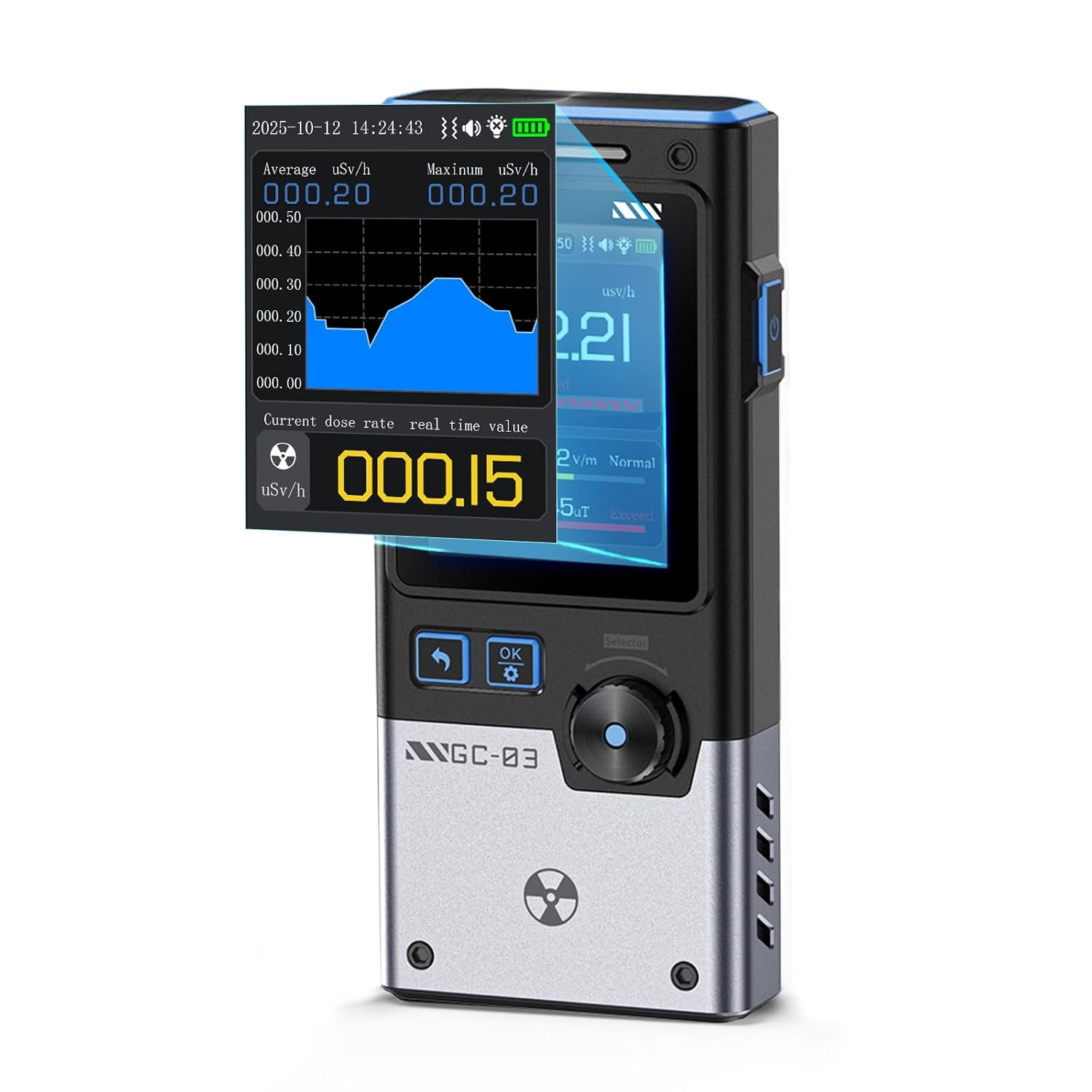 Fnrsi GC-03 Geiger Counter - Portable 3-in-1 Radiation Detector with Alarm