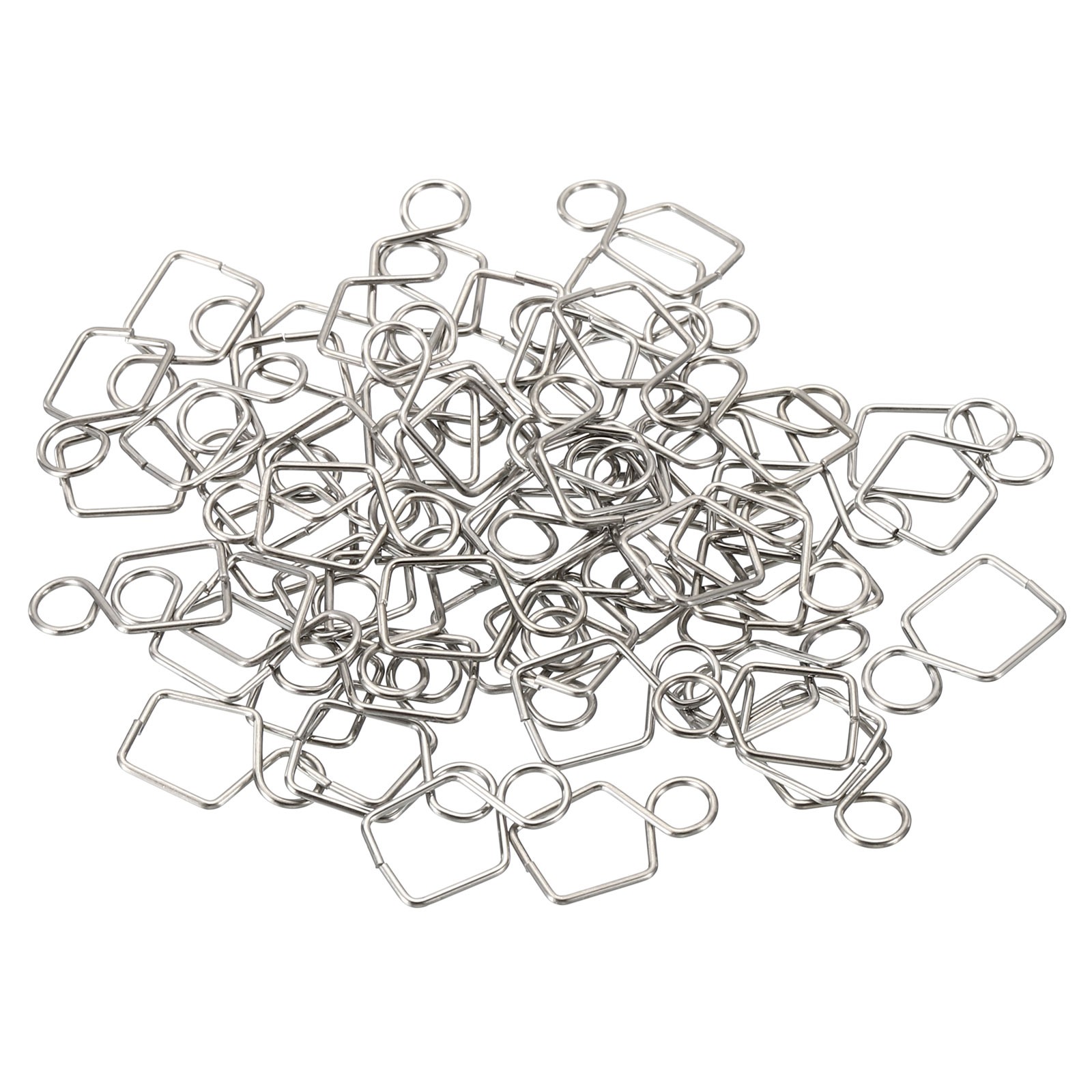 60Pcs 14mm L x 8mm W Chandelier Connector Clip Stainless Steel Buckle Silver