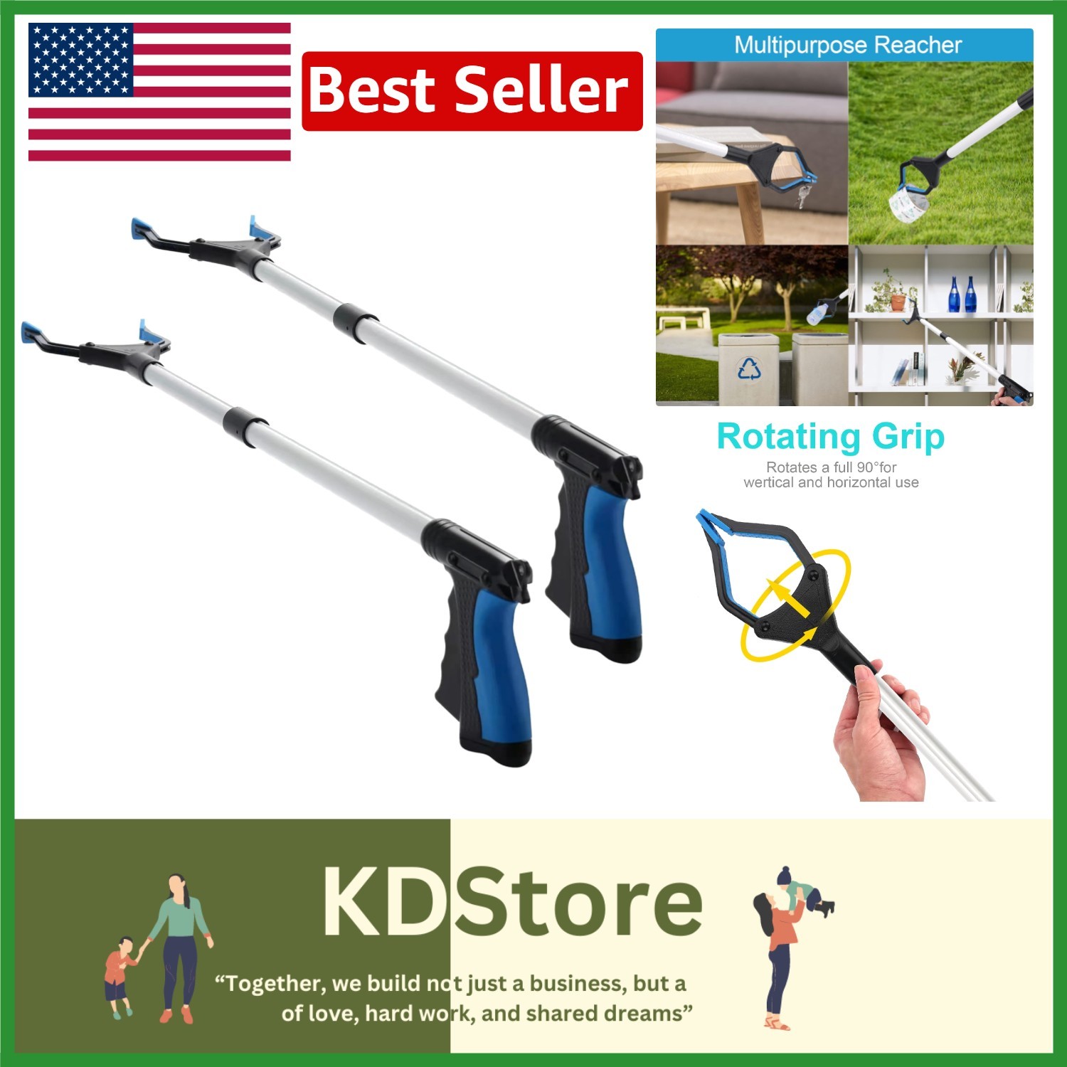 34-Inch Lightweight Grabber Tool for Easy Item Retrieval - Ideal for Seniors