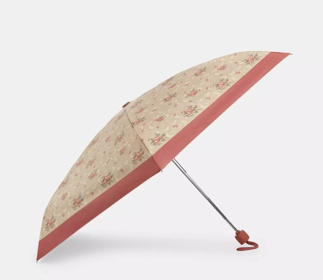 Coach Sand Multi UV Protection Mini Umbrella With Floral Print (CCS84) - New