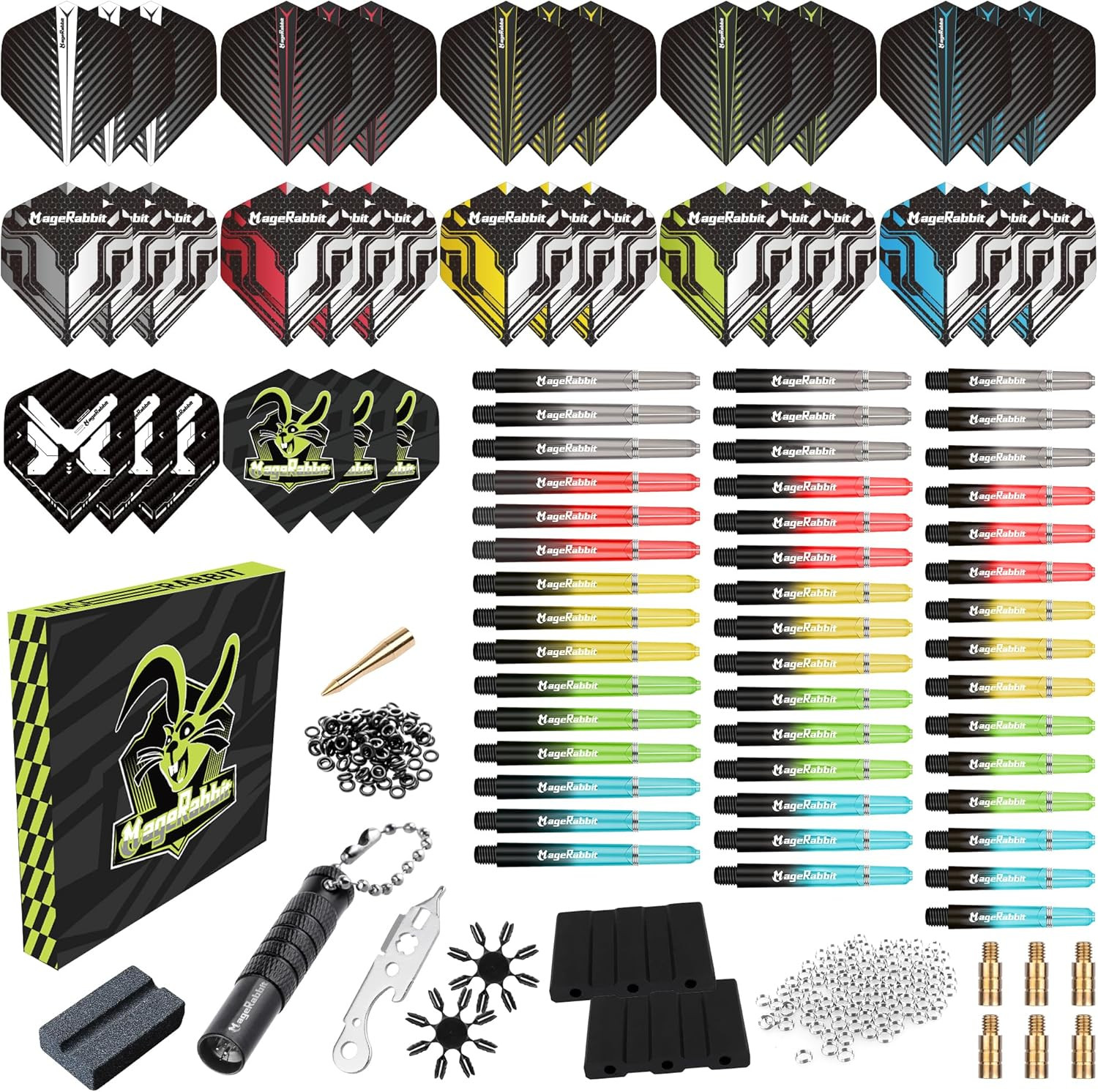 Dart Accessories Kit Including 36pcs Dart Flights 45pcs Dart Shafts for Steel/So