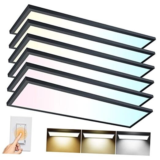 6PACK 1x4 LED Flat Panel Light Surface Mount LED Ceiling 1x4FT 6PACK Black