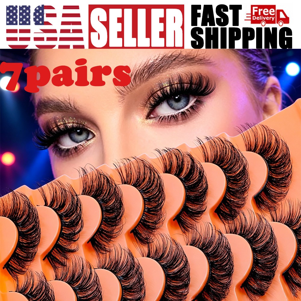 7 Pairs 3D False Eyelashes Mink Natural Extension Black Soft Lashes Makeup US