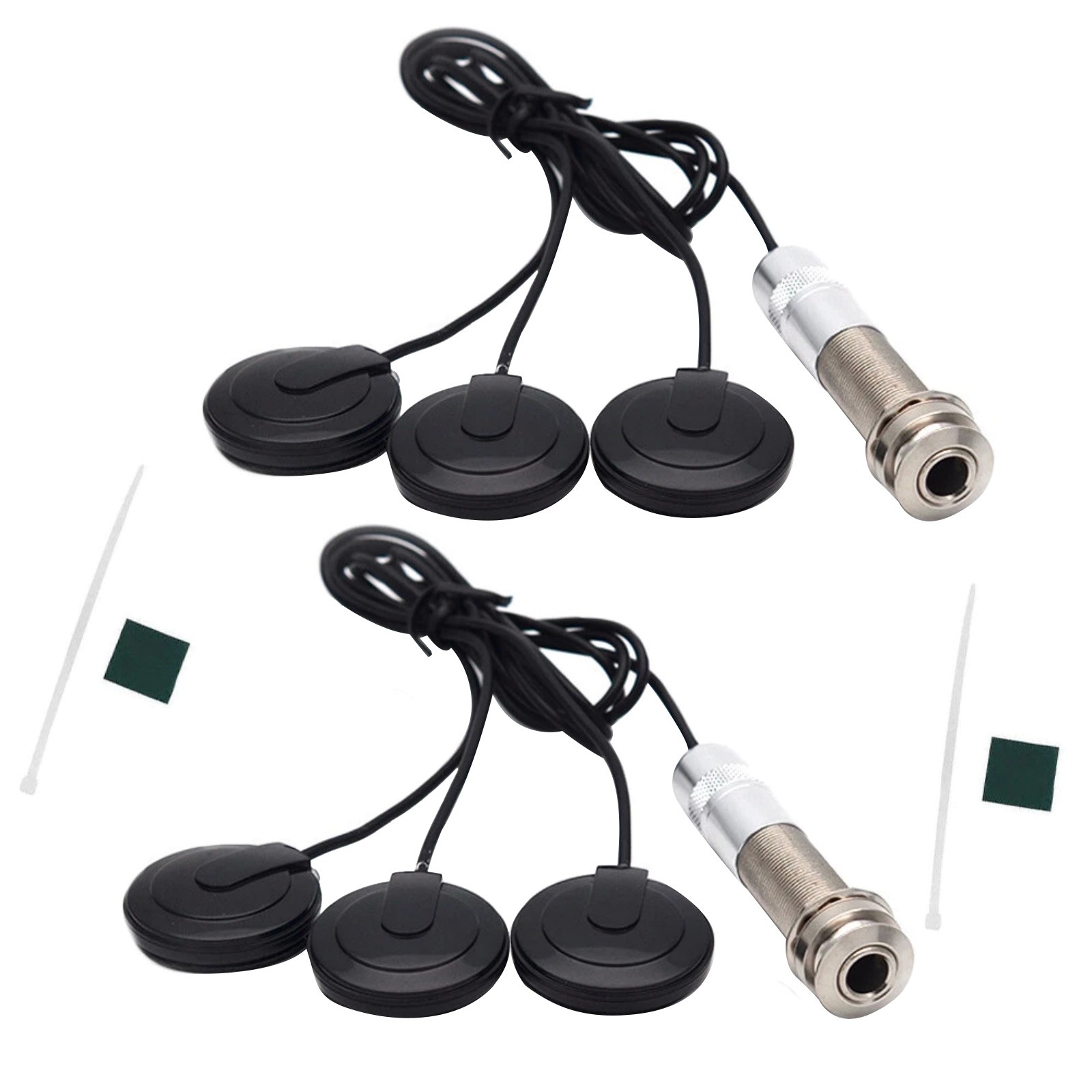 2x Acoustic Instrument Pickup 3cm Piezo Disc with 6.35mm Jack for Guitar Banjo