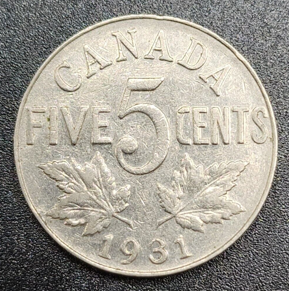 1931  Canada 5 Cents Nickel Coin - King George V - KM# 29 - VF - # 26840