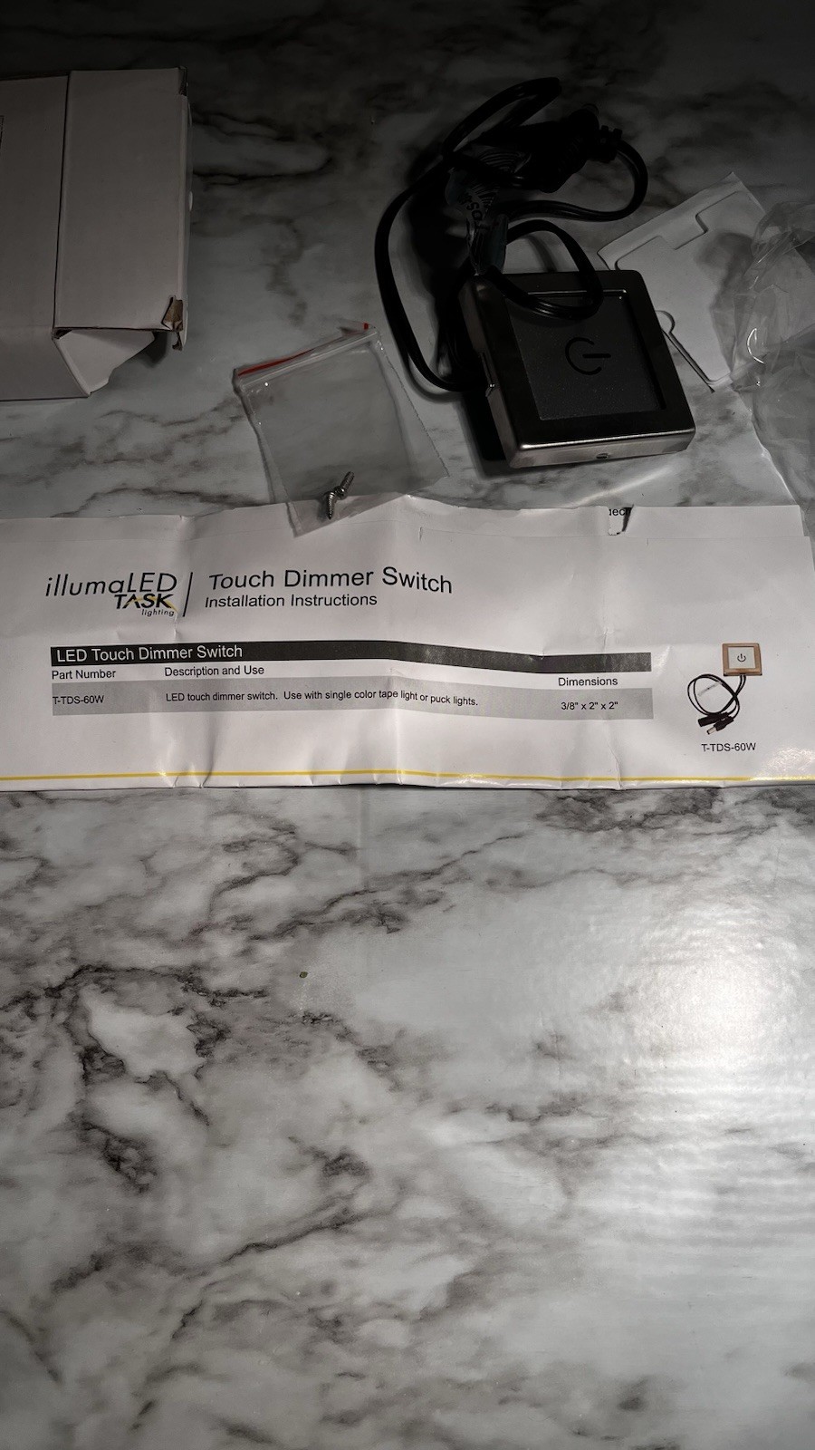 Task Lighting T-TDS-60W 60W LED touch dimmer switch, surface mount