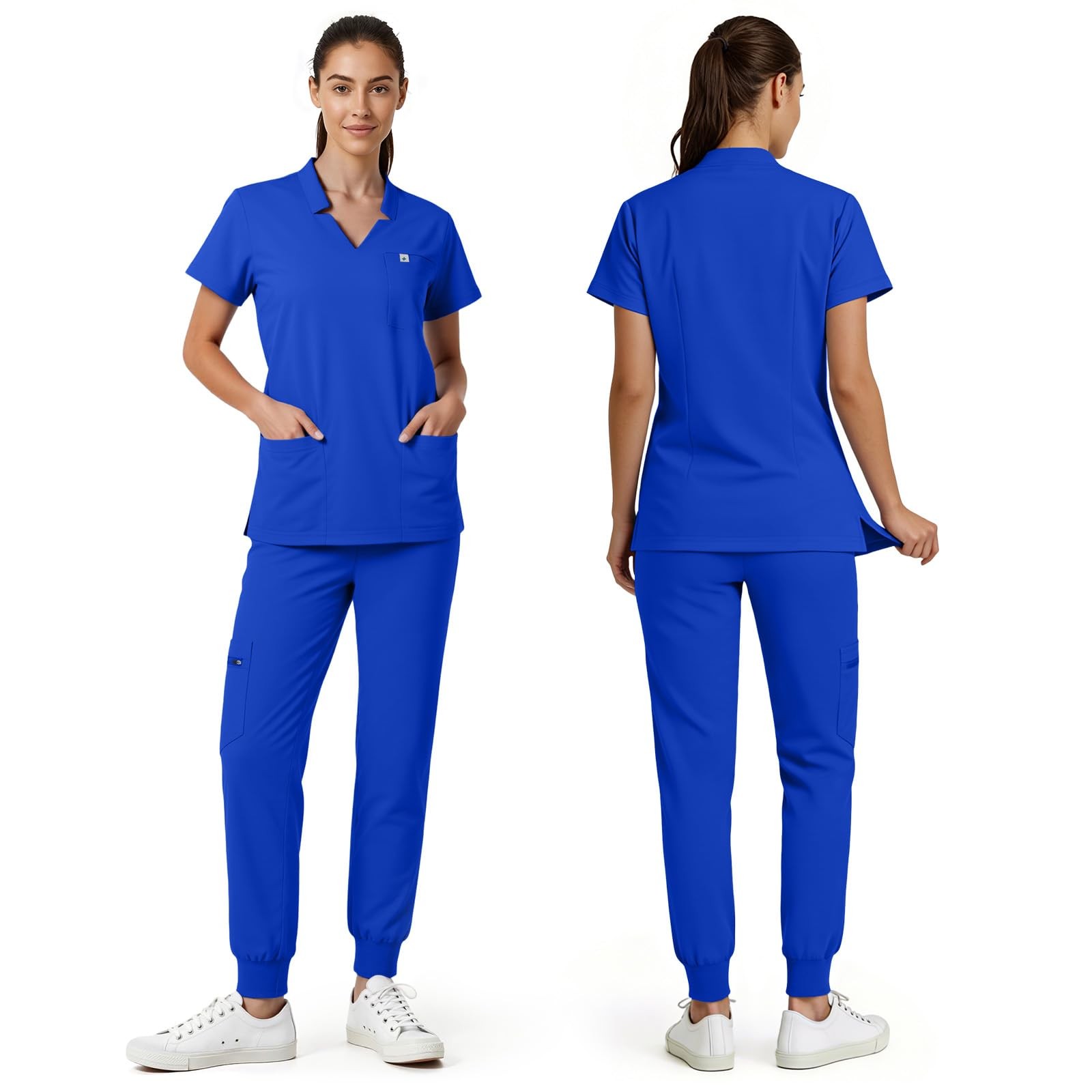 Scrubs for Women Women's V-Neck Scrubs Set Stretch Scrub Top & Jogger Pants Y...