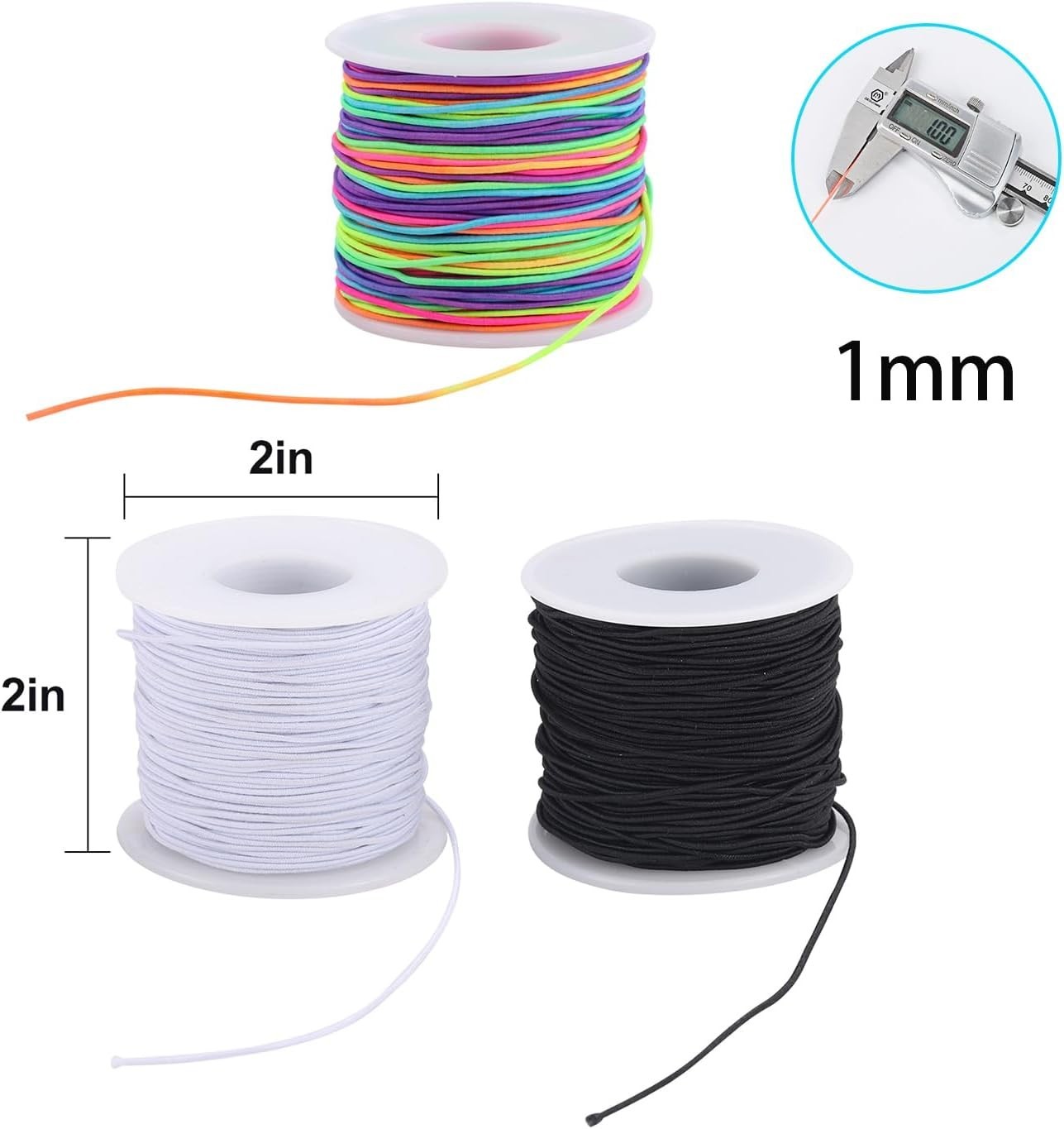 Stretchy String for Bracelets, 3 Rolls 1 Mm 495 Feet Sturdy Elastic String Cord
