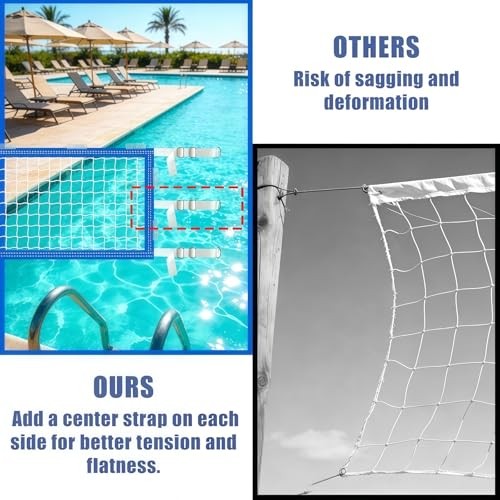 Upgrade Pool Volleyball Net Replacement, Adjustable Length 15-31 FT Portable