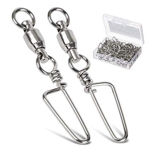 High Strength Fishing Snap Swivels Ball Bearing Swivels Size 2+2 (48lb) 25 pcs