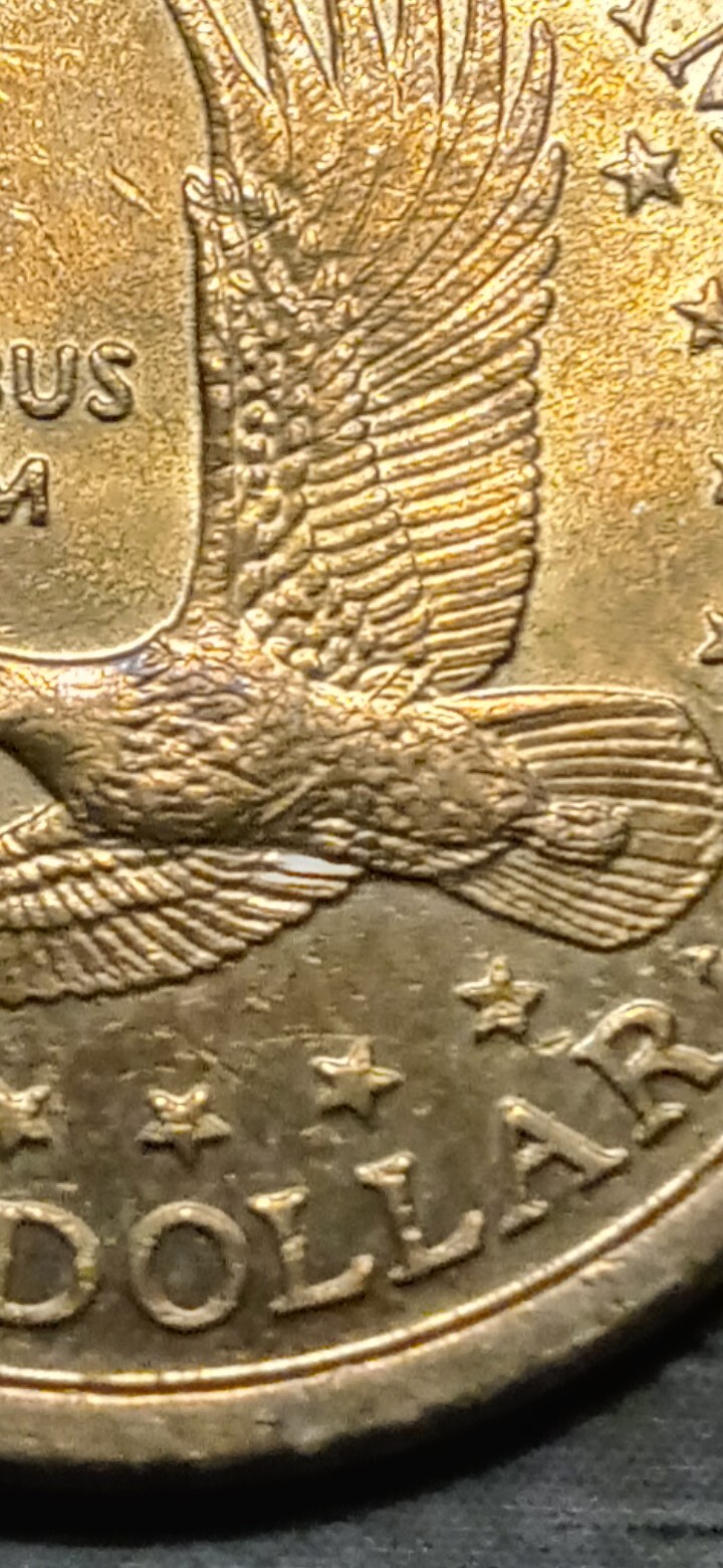 2000-P Sacagawea Dollar "Wounded Eagle" Error Coin. "Nice Toning Obverse"