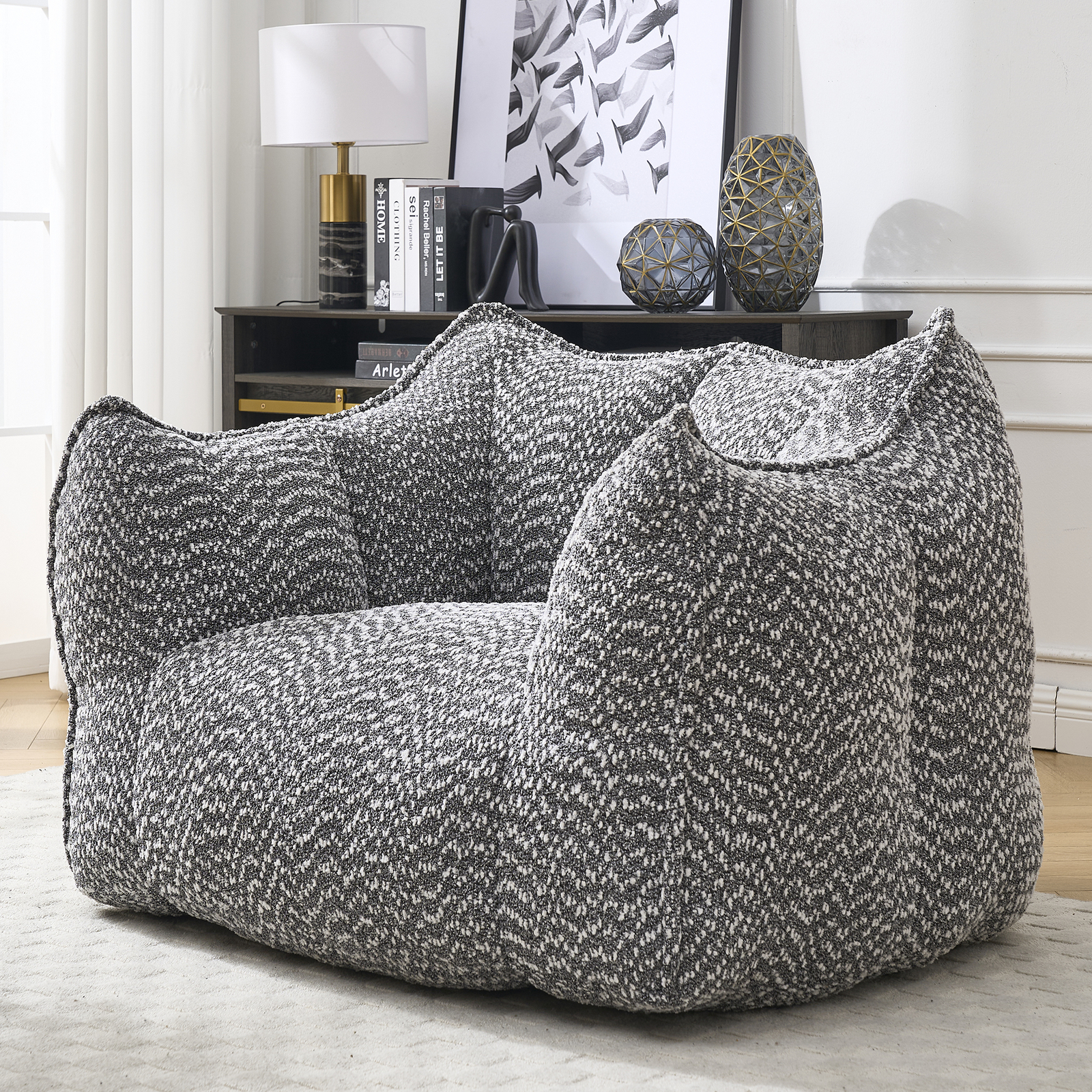 Bean Bag Chairs resilient foam for bedrooms comfortable square lazy sofa Grey