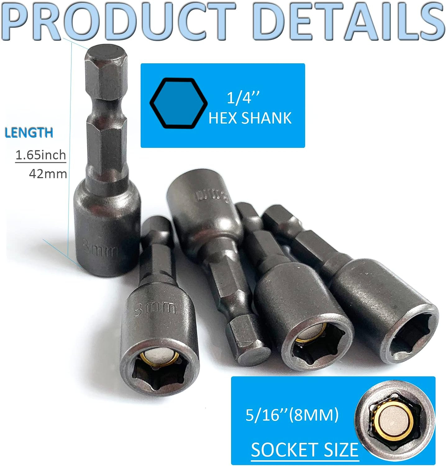 5/16'' Nut Driver Bit Sets 10PCS, 5/16 Inch Nut Driver Hex Shank Quick C
