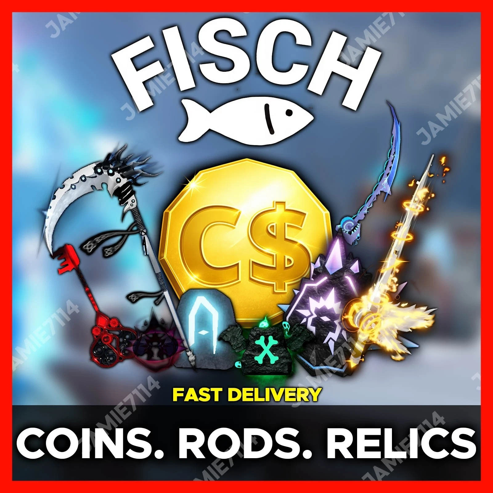 FISCH 🐟 COINS, RODS & RELICS ‼️CHEAP & FAST SERVICE ‼️