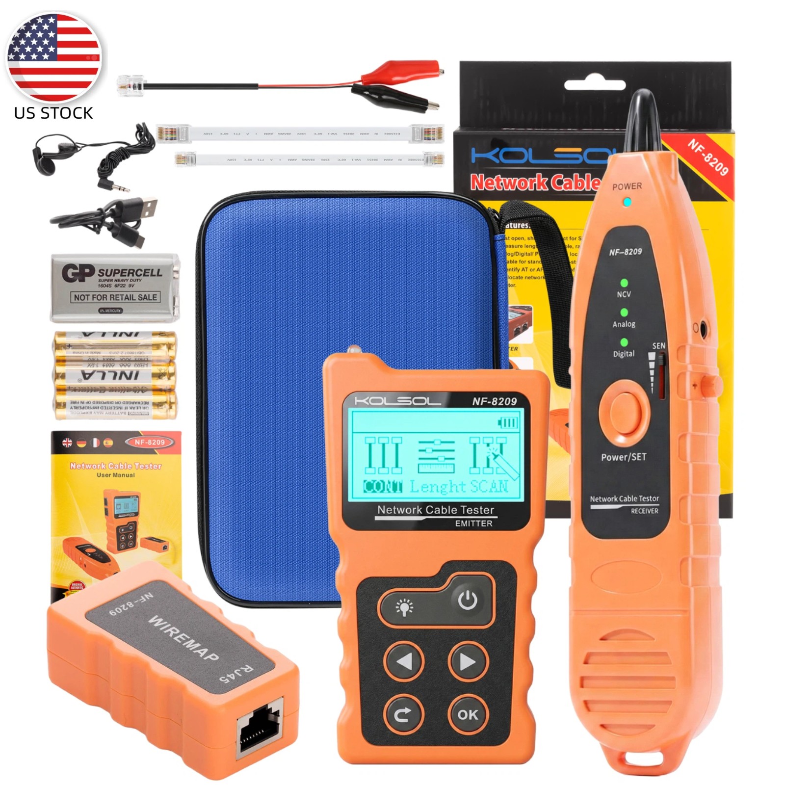 NF-8209 Network Cable Tester for Cat5 Cat6 Lan POE Checker Ethernet Wire Tracker