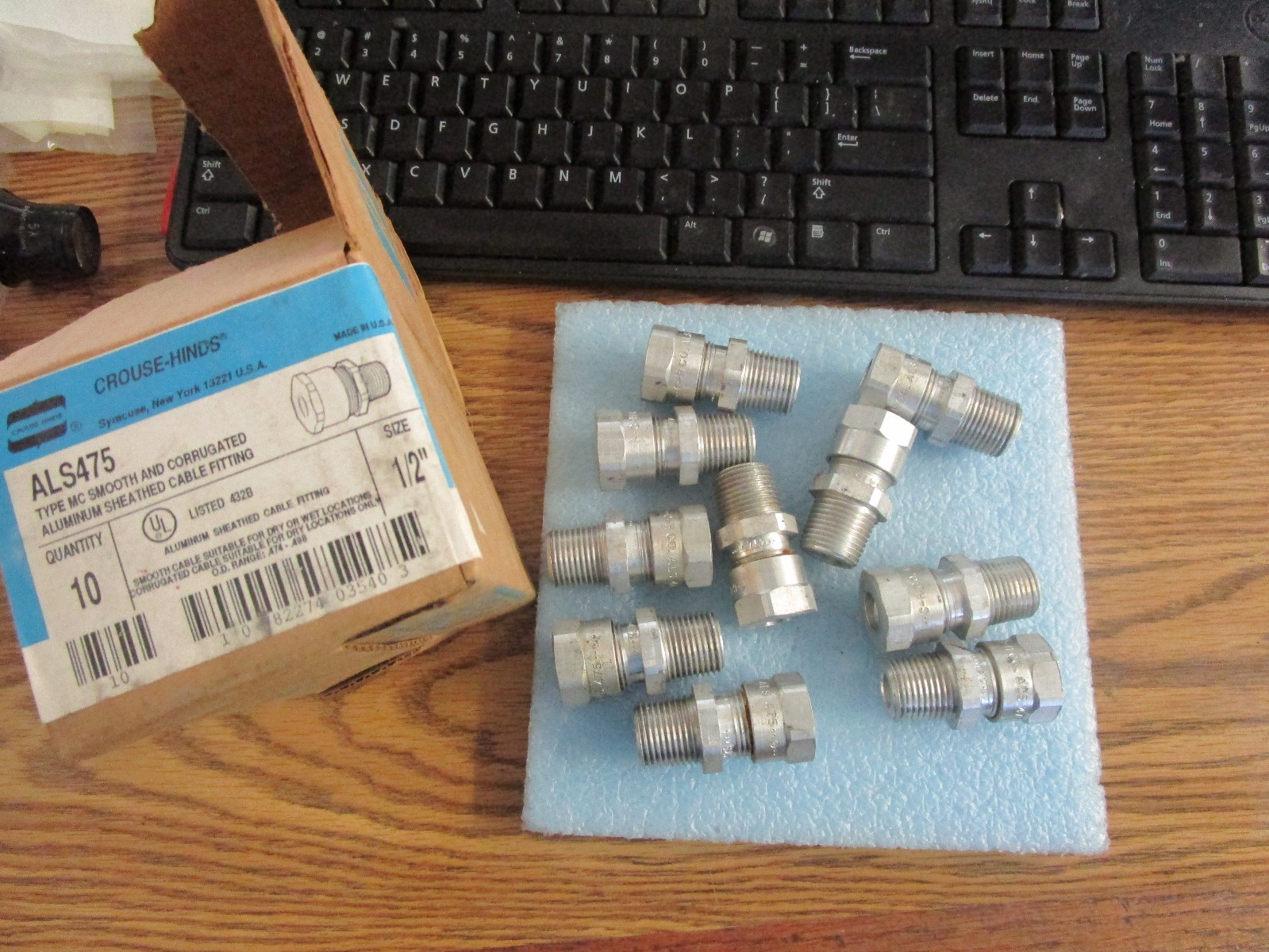 Lot of Crouse-Hinds: ALS475 Aluminum Sheathed Fitings. Qty.10 Unused Old S