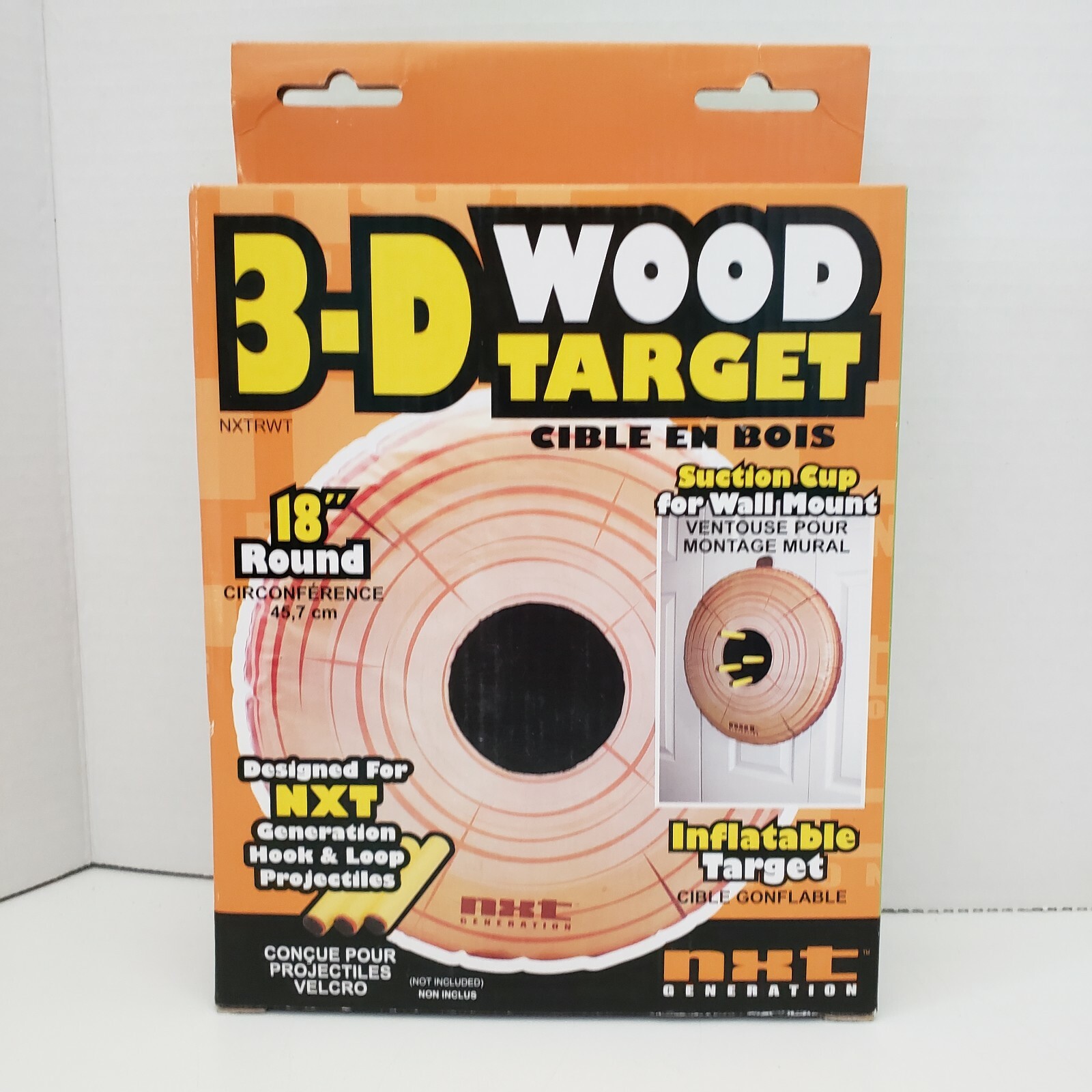18" 3-D Inflatable faux Wood dart Target NXT Generation Hook Loop Suction Cup