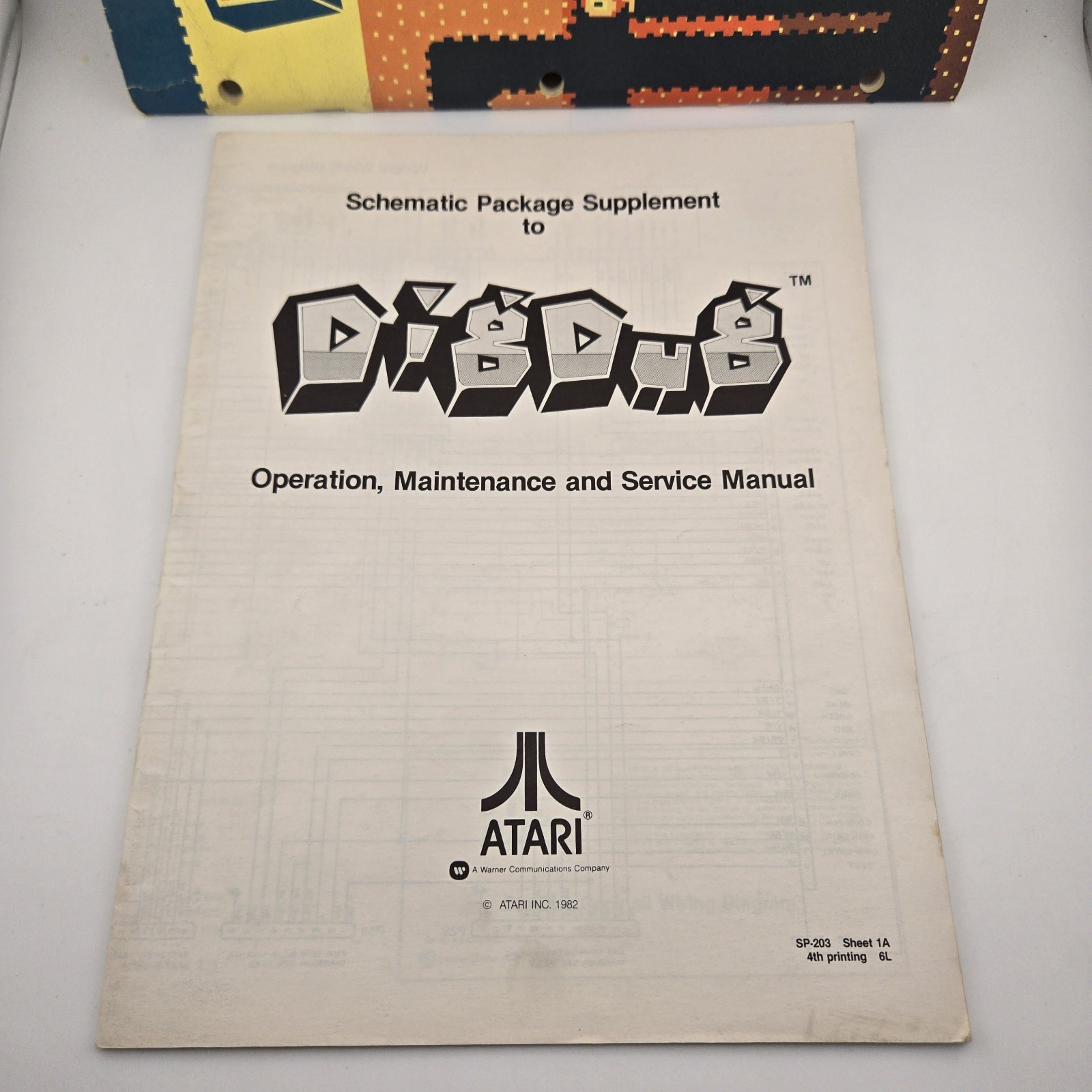 Vtg 1982 Atari Dig Dug Arcade Manual TM-203 + Schematic Supplement SP-203