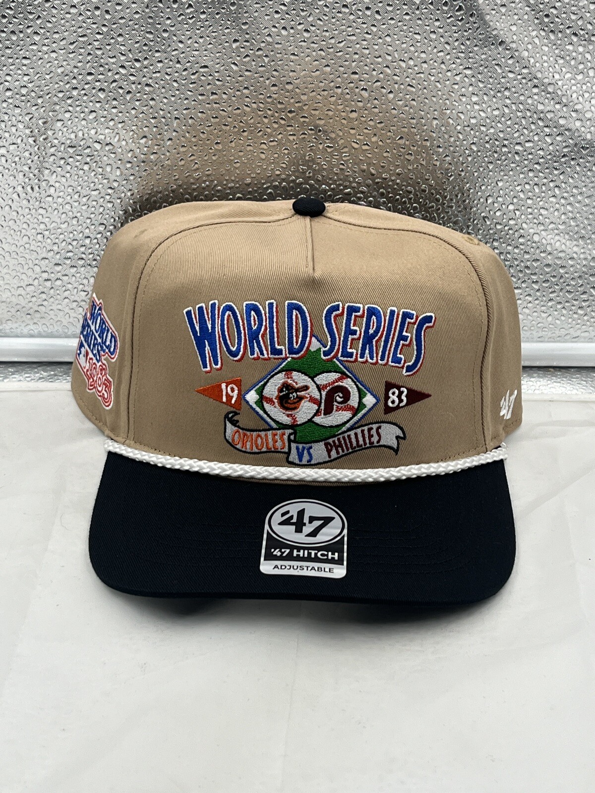 Phillies Vs. Orioles 1980 World Series MLB '47 Khaki Hitch Adjustable Hat