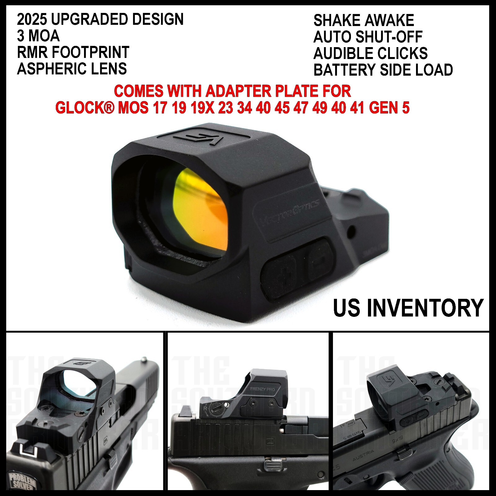 NEW RMR SRO RED DOT OPTIC WITH SHAKE AWAKE AUTO SHUT-OFF SIDE LOAD 3 MOA