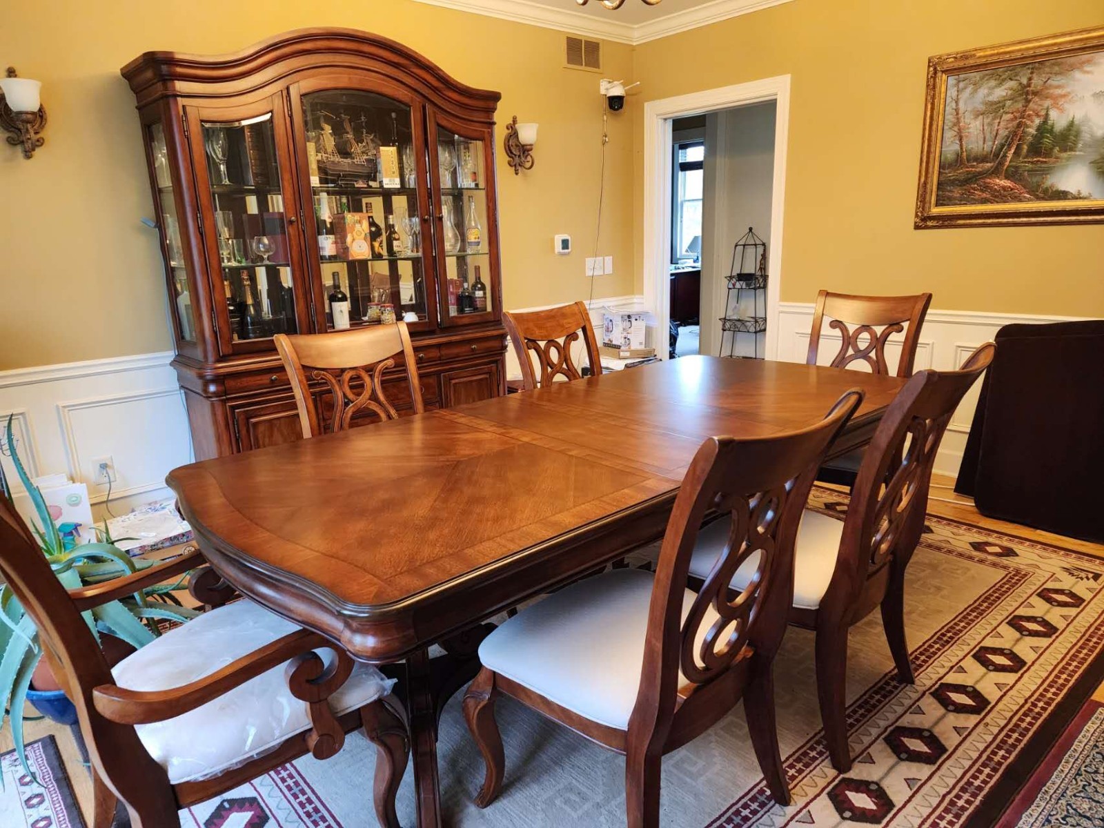 Dining Room Table, 6 Chairs, and China Closet