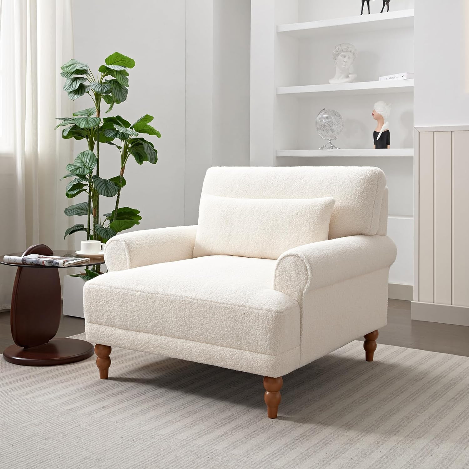 Accent Chair, Boucle Club Chair, Upholstered Lounge Chair, Large Size Armchair R