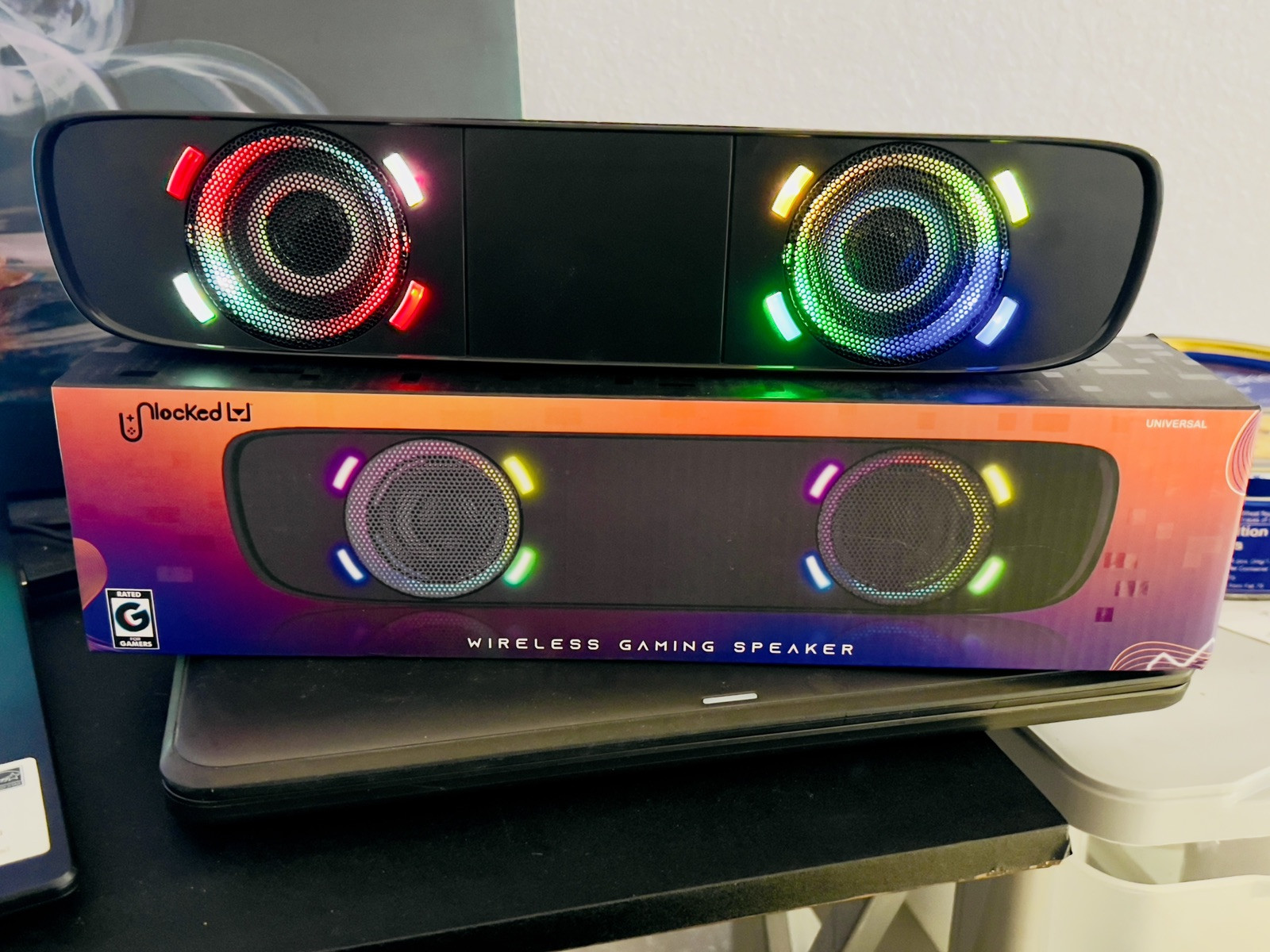 bluetooth speaker + gaming  LED  colour changing volume control rechargeable