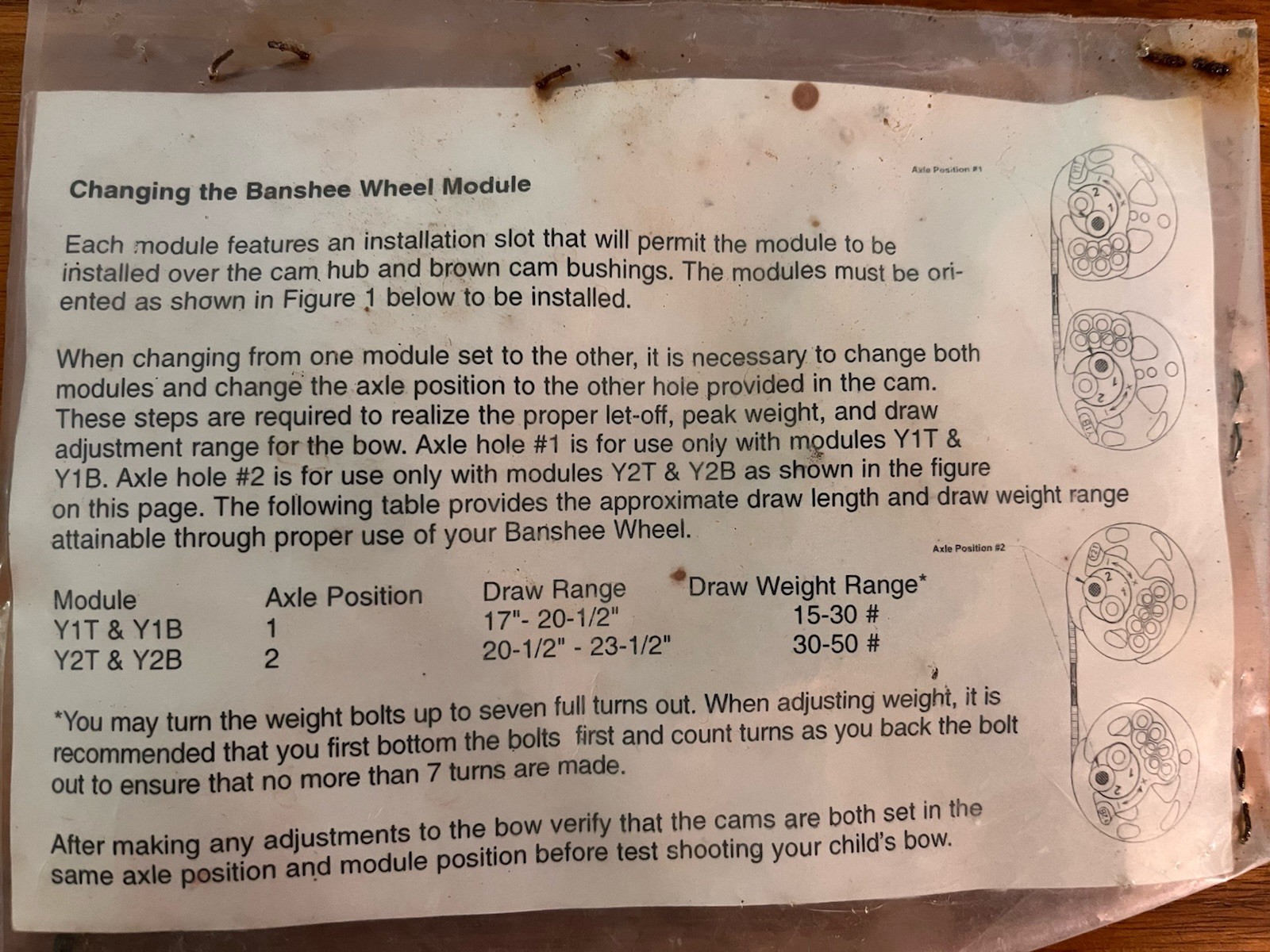 NEW SET OF Y1 BANSHEE COMPOUND BOW MODULES